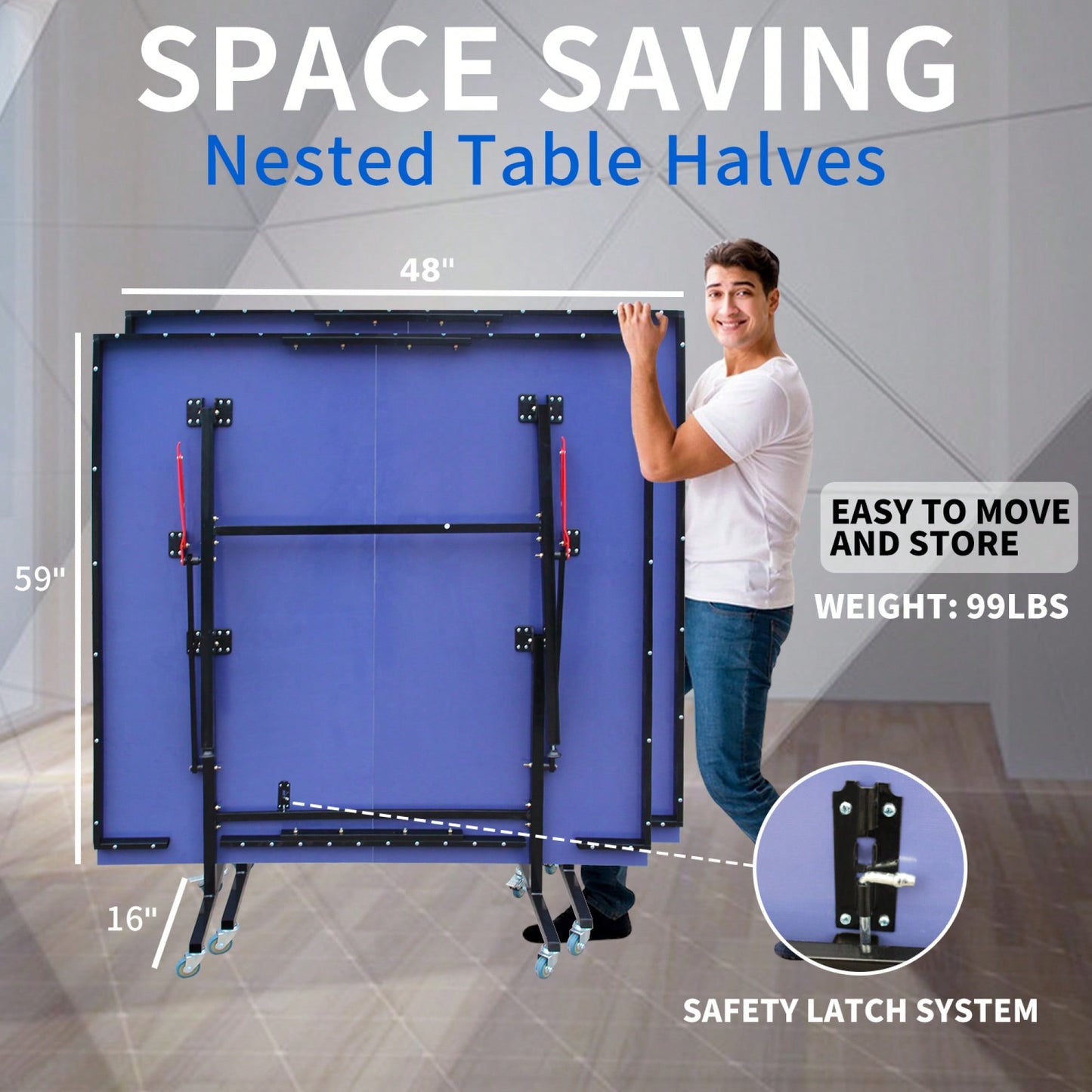 Portable 8ft Foldable Table Tennis Set With Net 2 Paddles And 3 Balls For Indoor Games