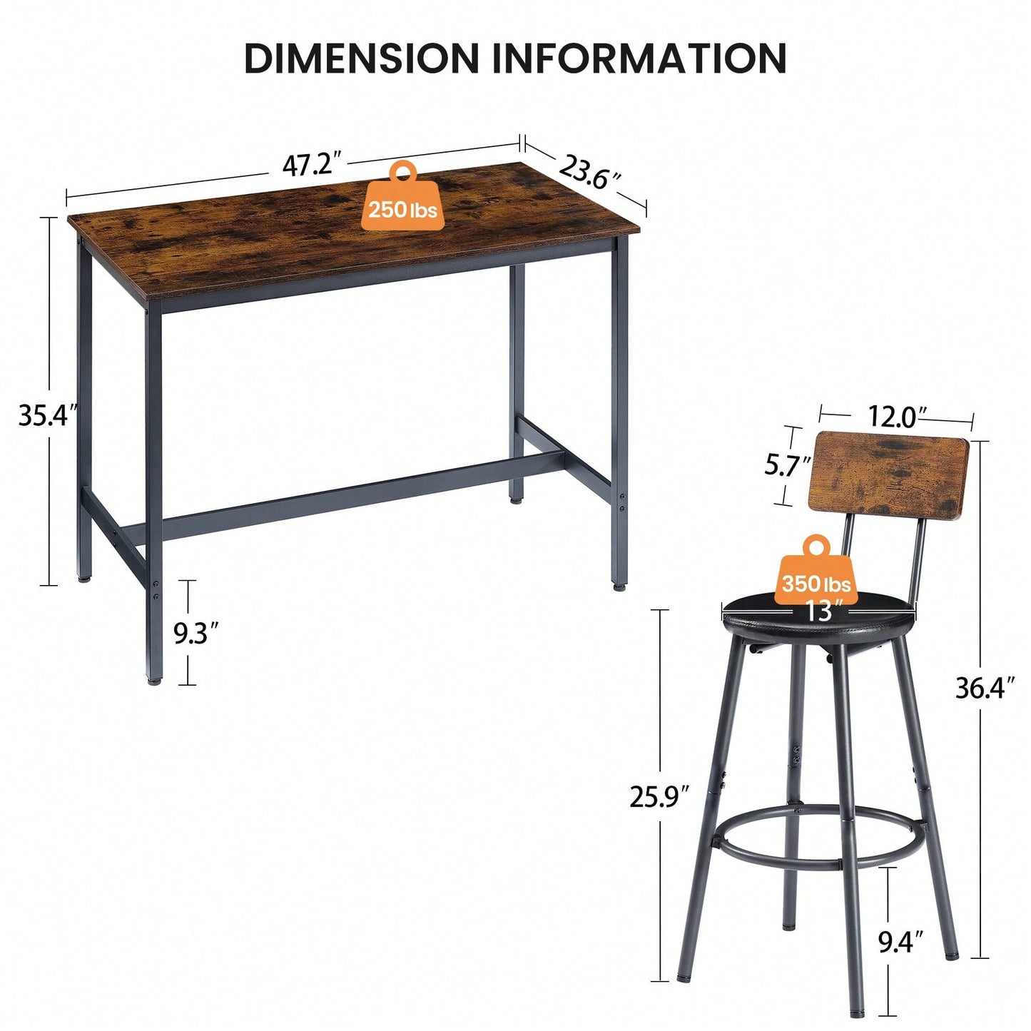 Industrial Style 7 Piece Pub High Dining Set With Rustic Grey Table And 6 PU Leather Bar Chairs For Kitchen And Living Room