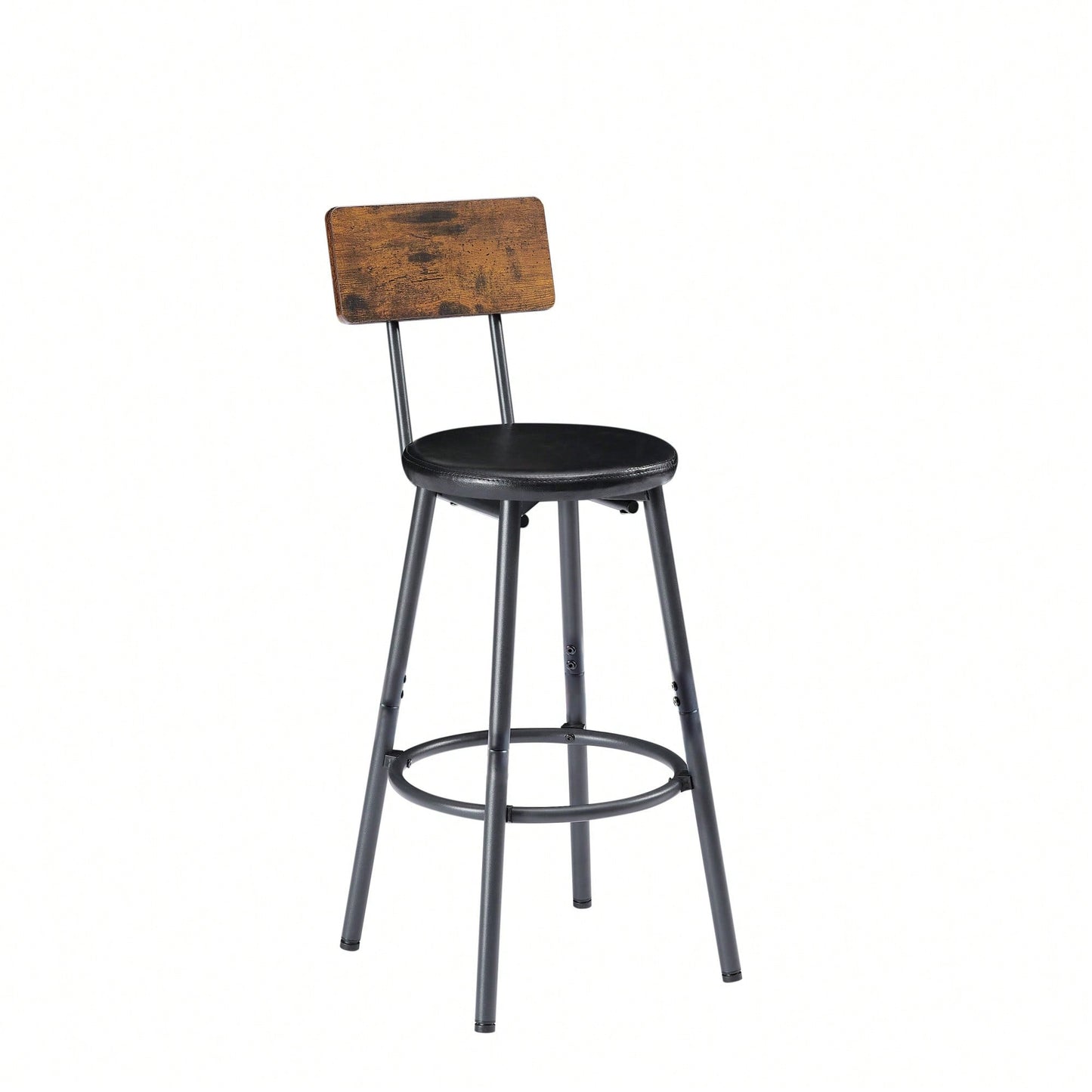 Industrial Style 7 Piece Pub High Dining Set With Rustic Grey Table And 6 PU Leather Bar Chairs For Kitchen And Living Room