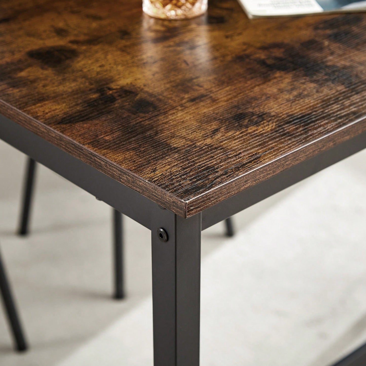 Industrial Style 7 Piece Pub High Dining Set With Rustic Grey Table And 6 PU Leather Bar Chairs For Kitchen And Living Room
