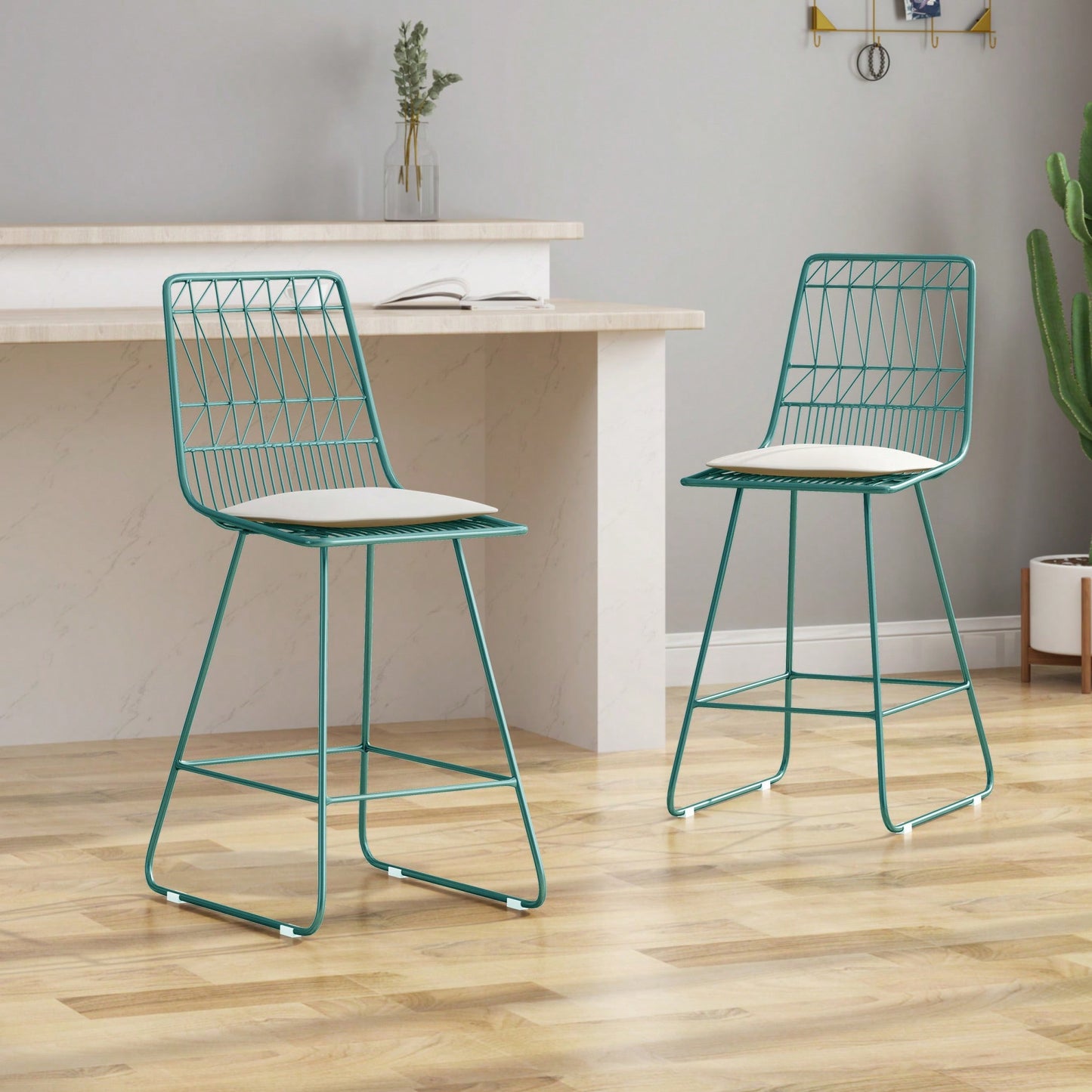 Set Of 2, Modern Adjustable Height Counter Stool With Comfortable Cushion And Sleek Design