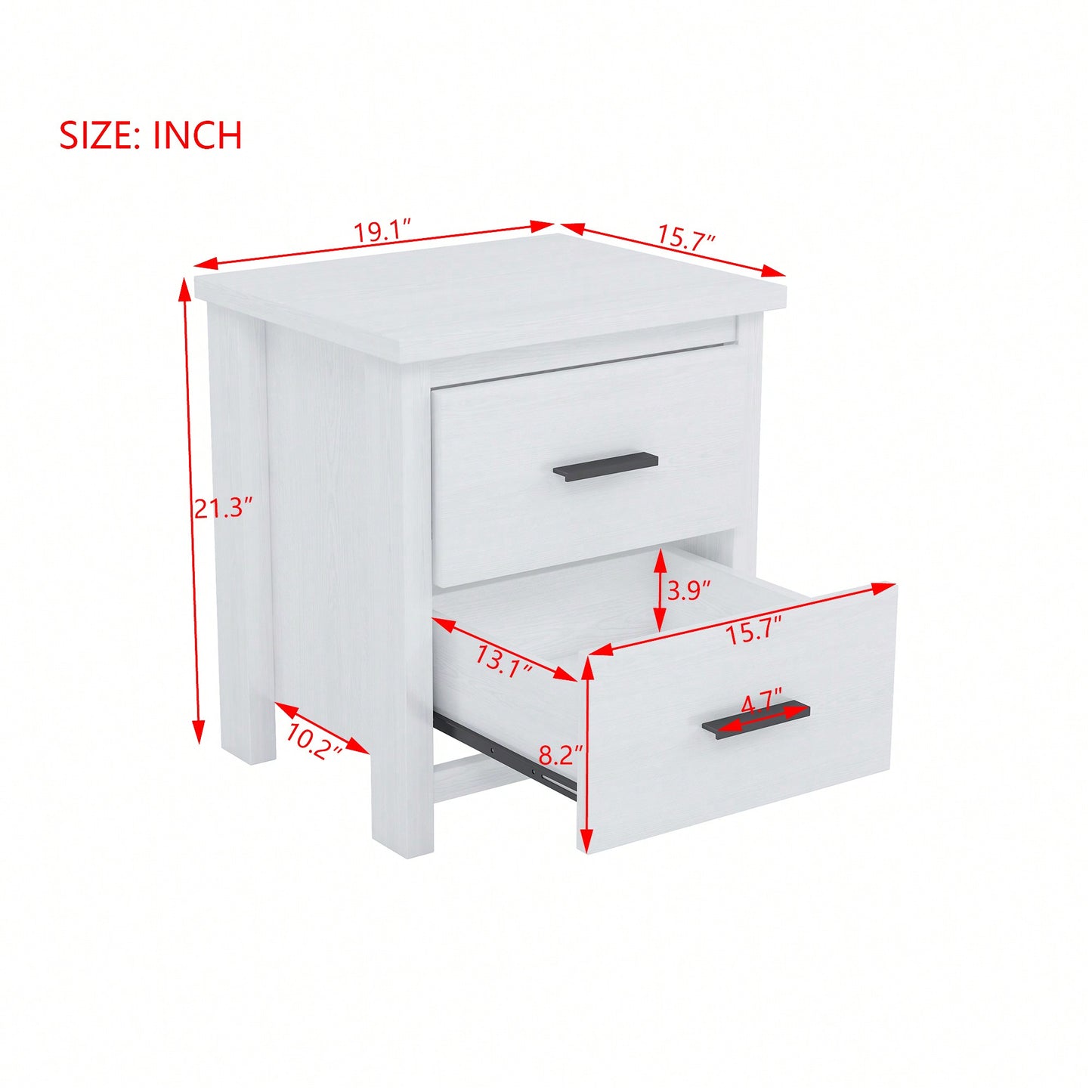 Elegant White Two Drawer Nightstand With Ample Storage Space For Bedroom