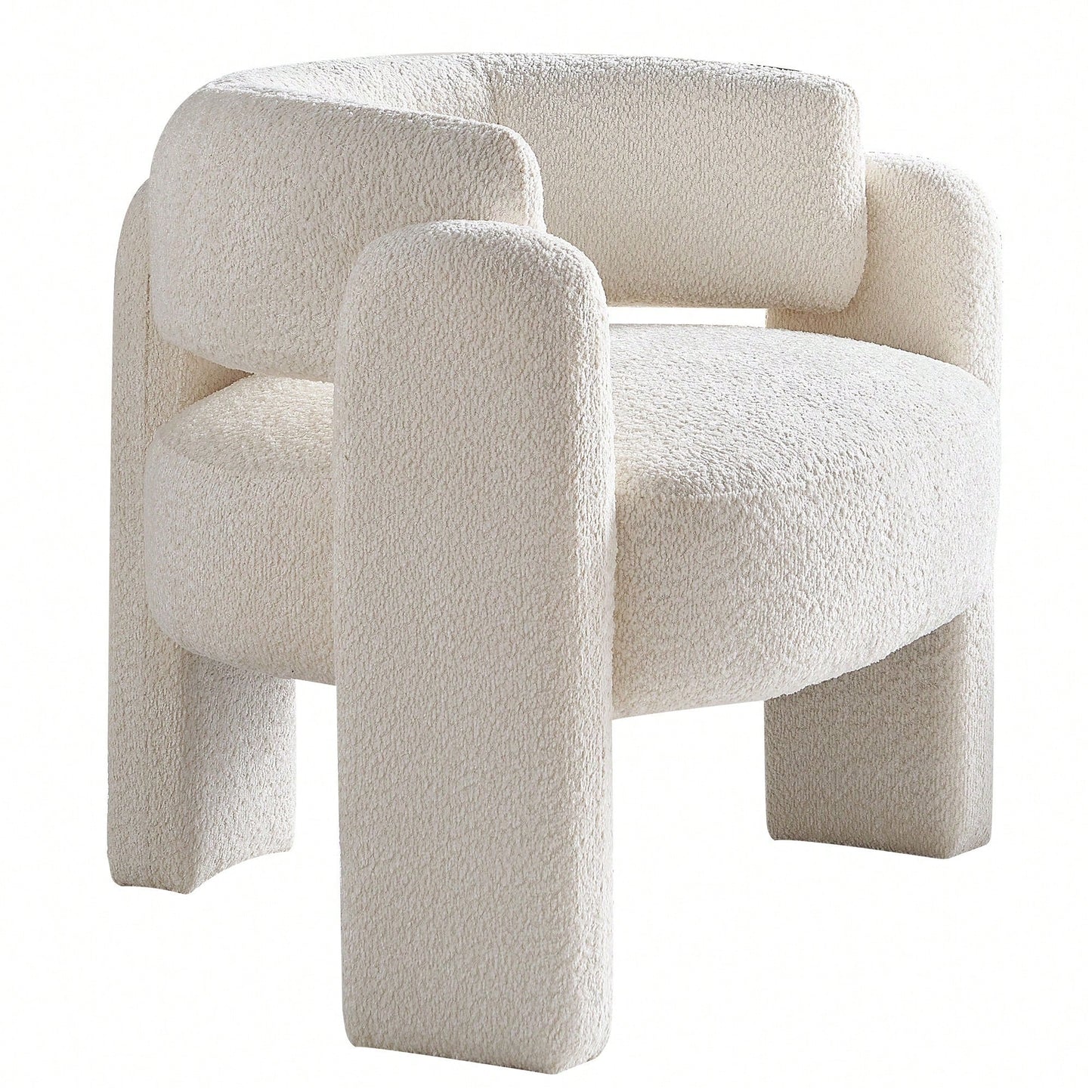 Boucle Upholstery Accent Chair 34.65 Inches Wide Stylish Comfort For Living Room Or Office Beige