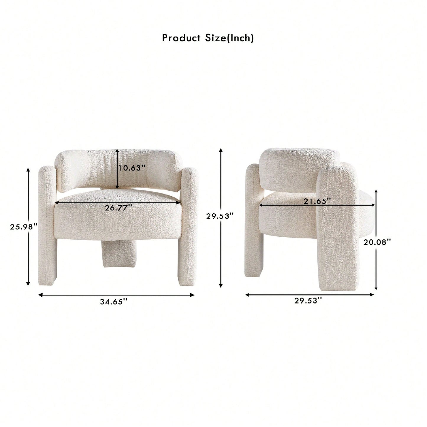 Boucle Upholstery Accent Chair 34.65 Inches Wide Stylish Comfort For Living Room Or Office Beige