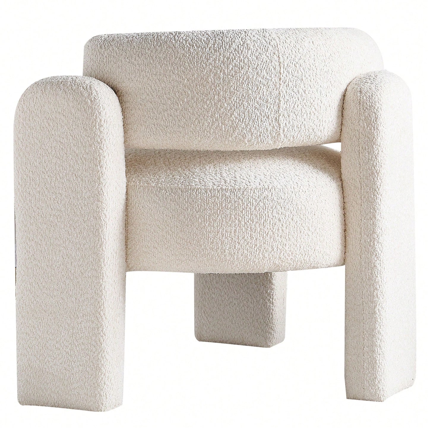 Boucle Upholstery Accent Chair 34.65 Inches Wide Stylish Comfort For Living Room Or Office Beige