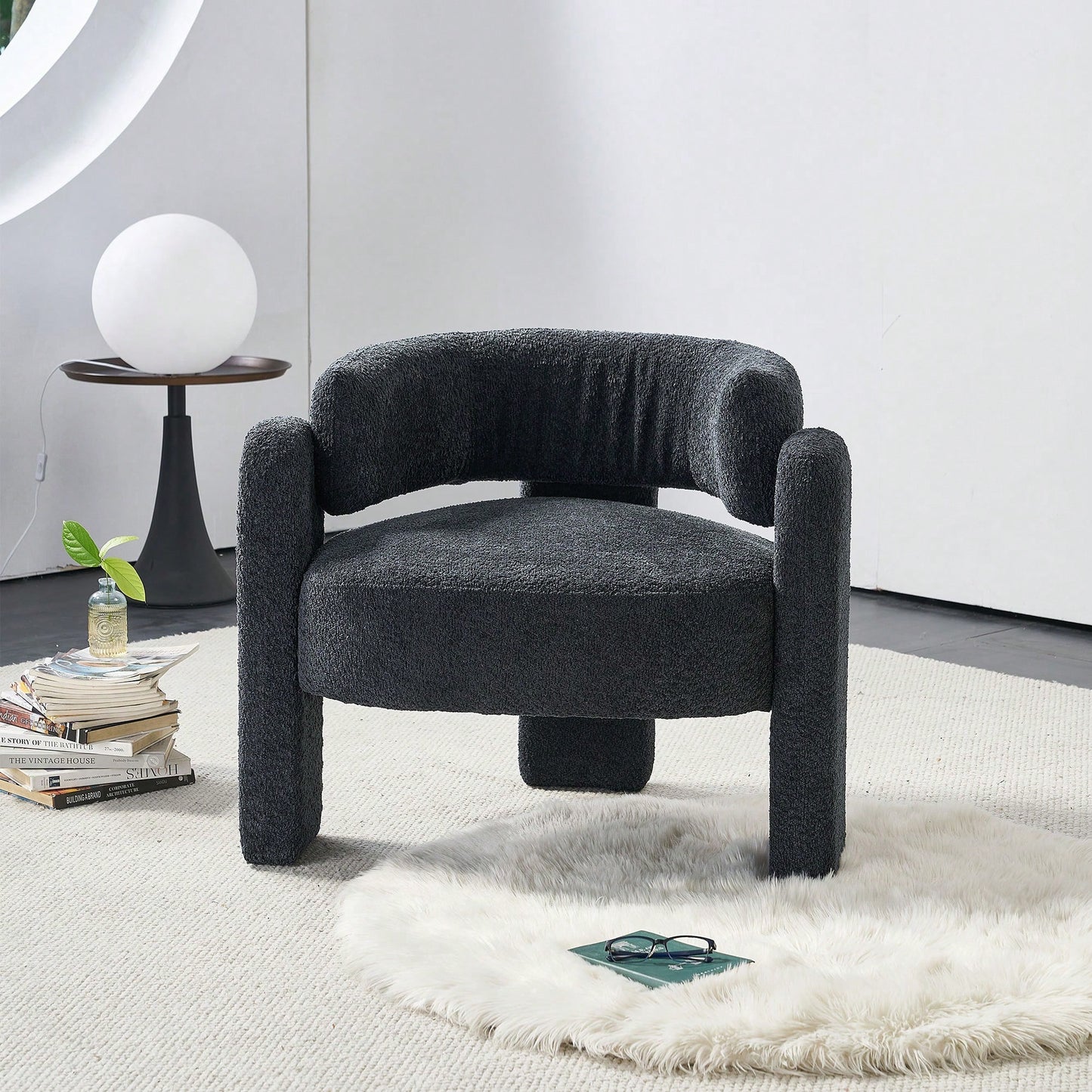 Boucle Upholstery Accent Chair 34.65 Inches Wide Stylish Comfort For Living Room Or Office Beige