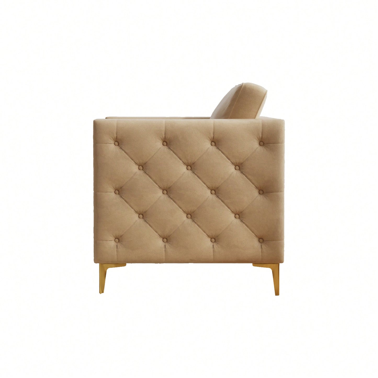 Elegant Beige Velvet Upholstered Accent Chair With Metal Legs For Living Room