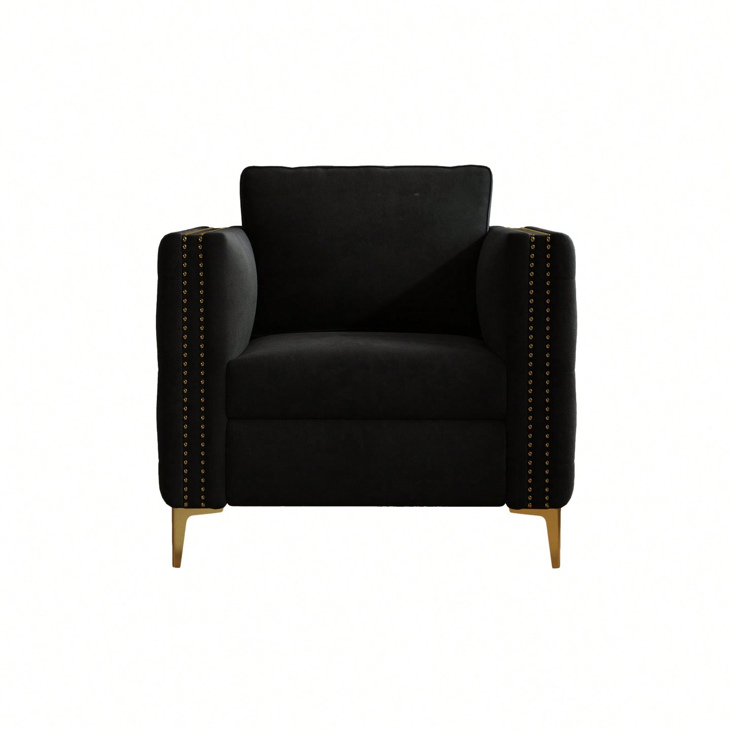 Elegant Beige Velvet Upholstered Accent Chair With Metal Legs For Living Room