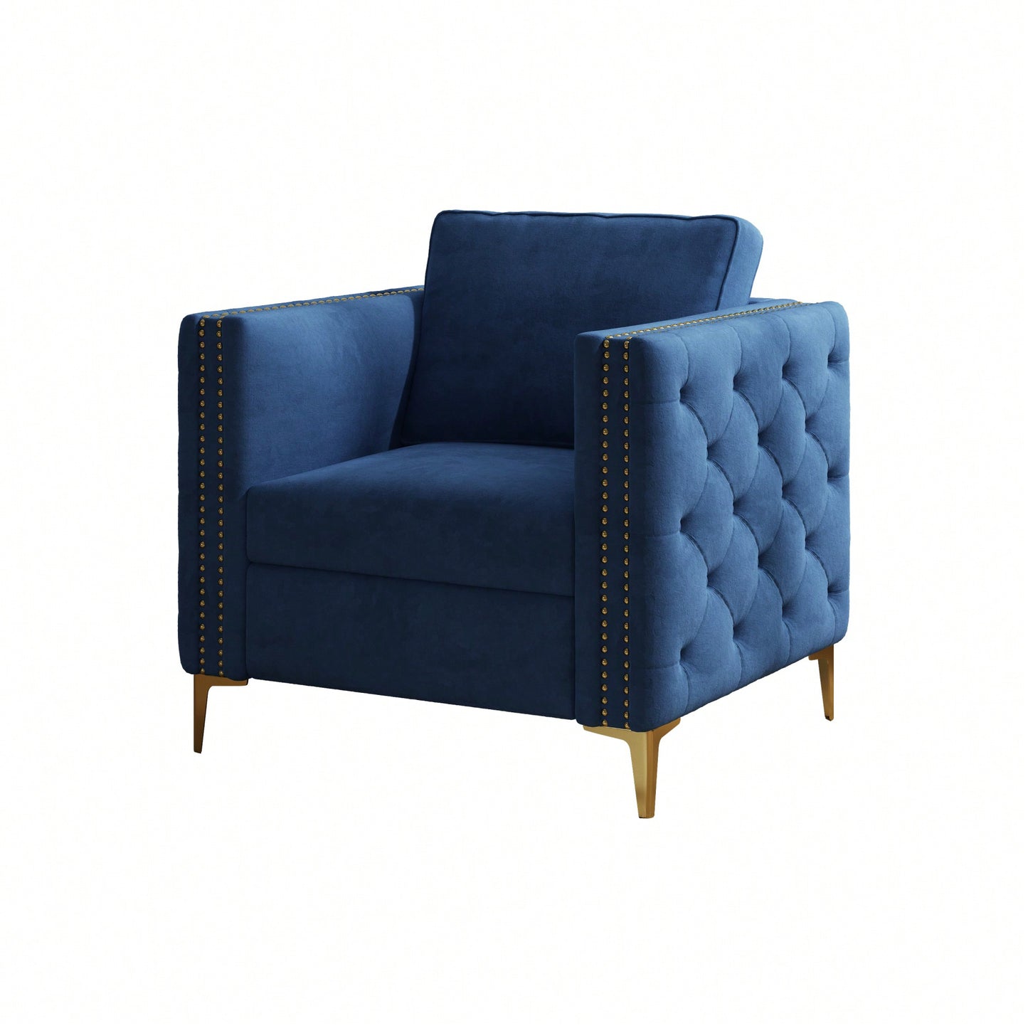 Elegant Beige Velvet Upholstered Accent Chair With Metal Legs For Living Room