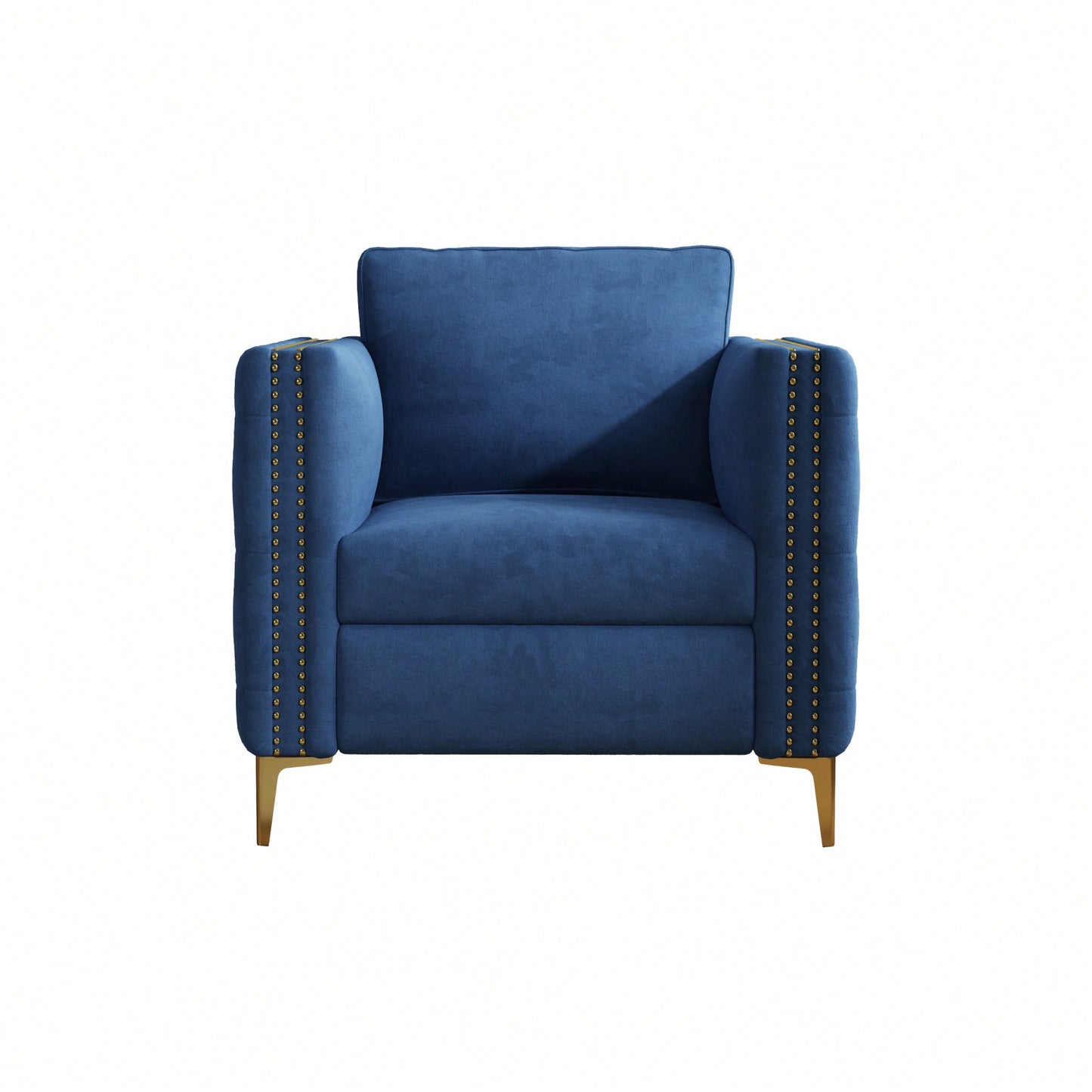 Elegant Beige Velvet Upholstered Accent Chair With Metal Legs For Living Room
