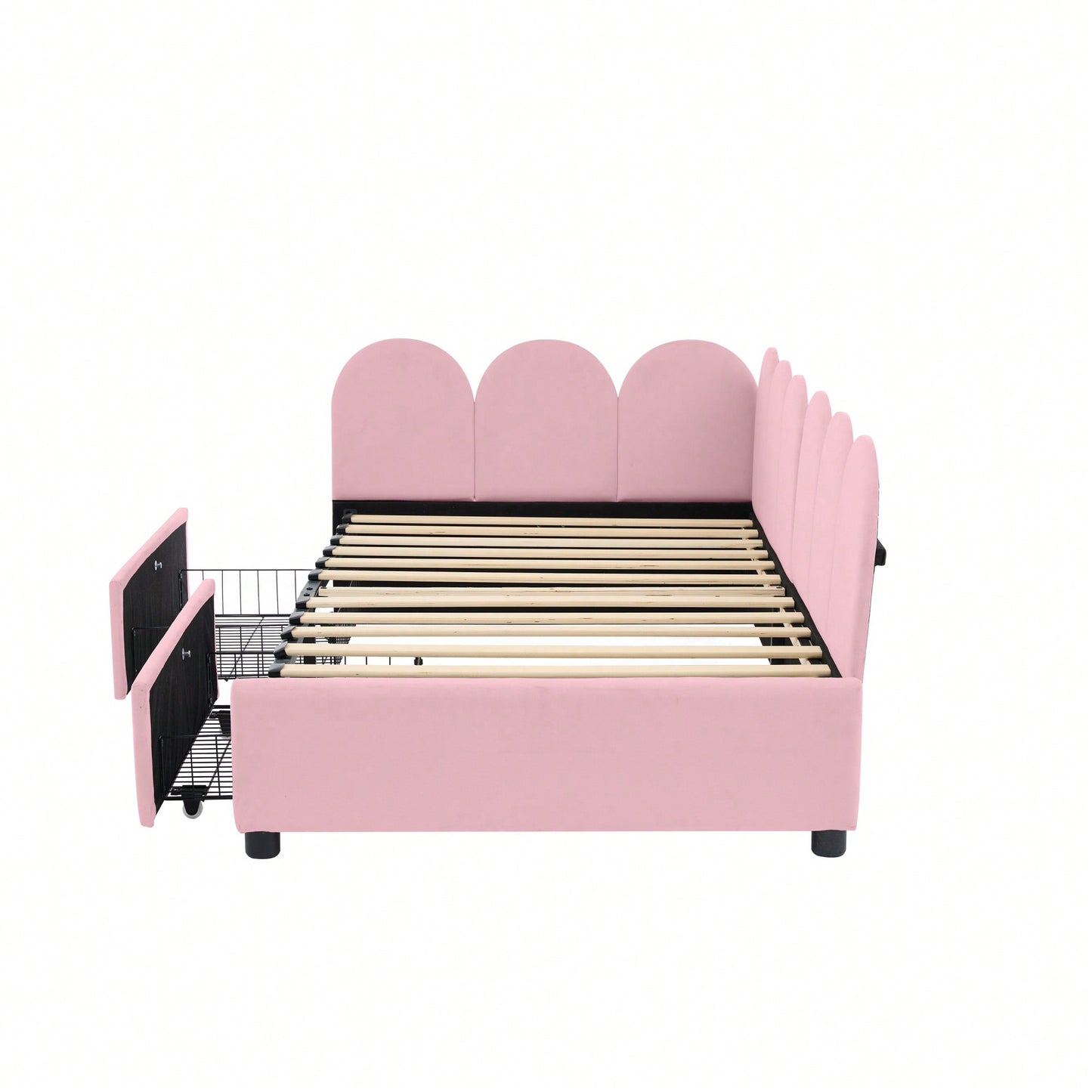 Velvet Twin Size Upholstered Daybed With 2 Storage Drawers And Soft Fabric Headboard No Box Spring Required Beige