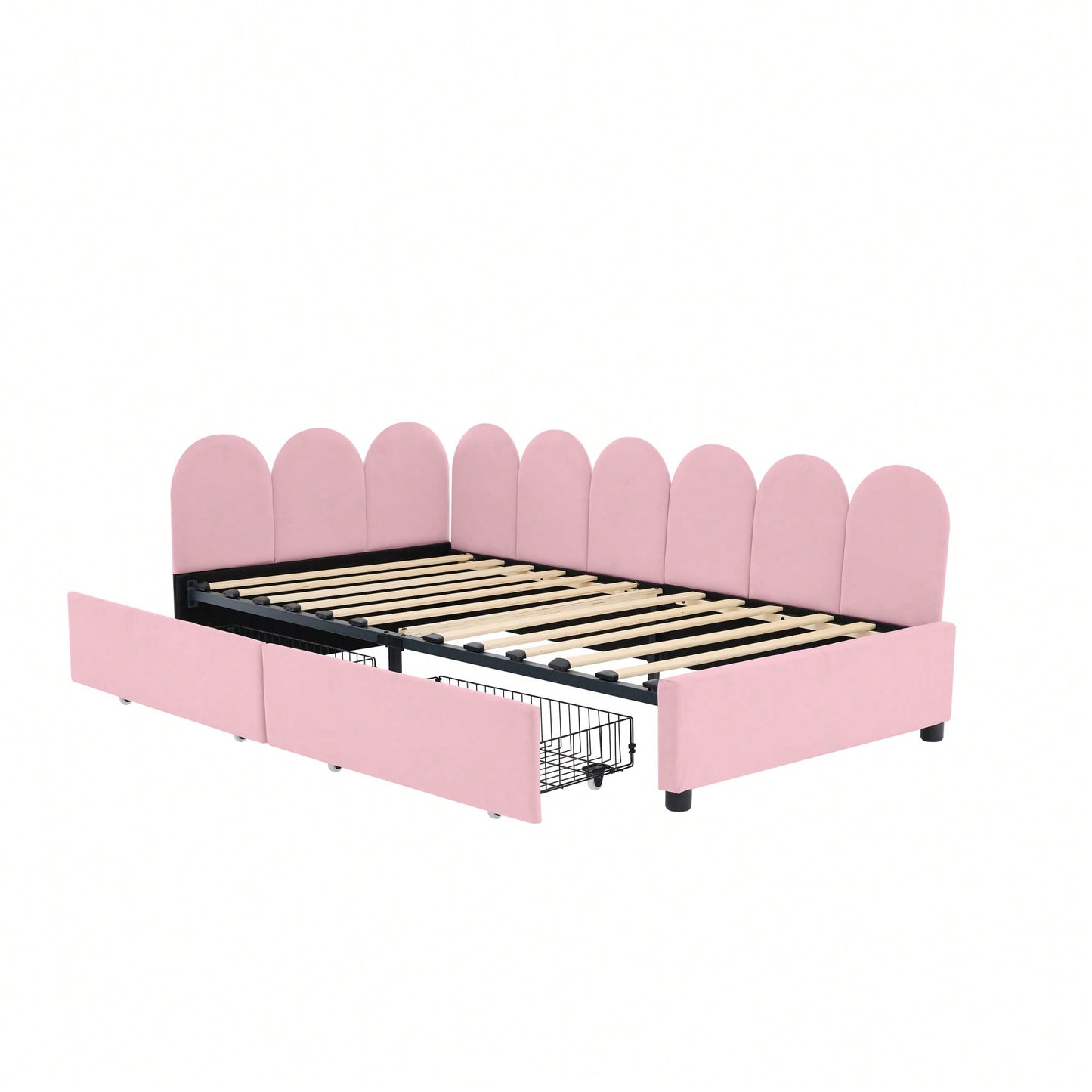 Velvet Twin Size Upholstered Daybed With 2 Storage Drawers And Soft Fabric Headboard No Box Spring Required Beige