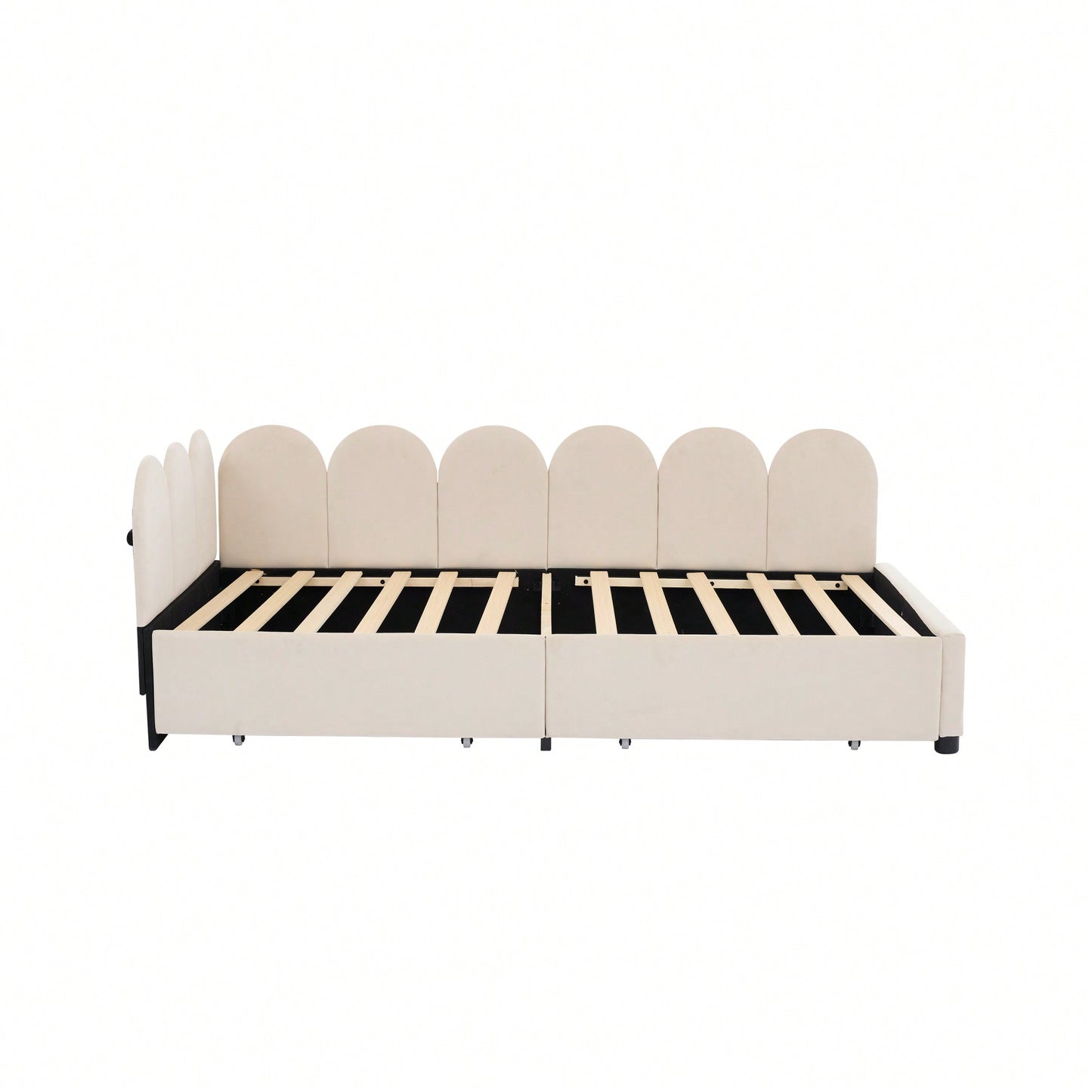 Velvet Twin Size Upholstered Daybed With 2 Storage Drawers And Soft Fabric Headboard No Box Spring Required Beige