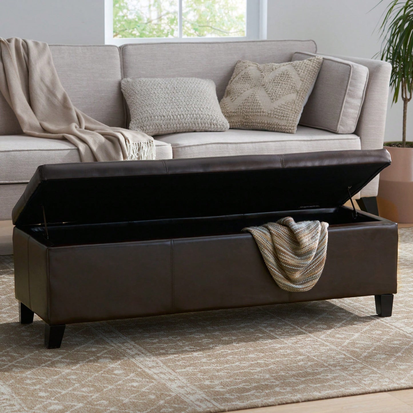 Versatile Storage Ottoman With Stylish Design And Ample Space For Home Organization