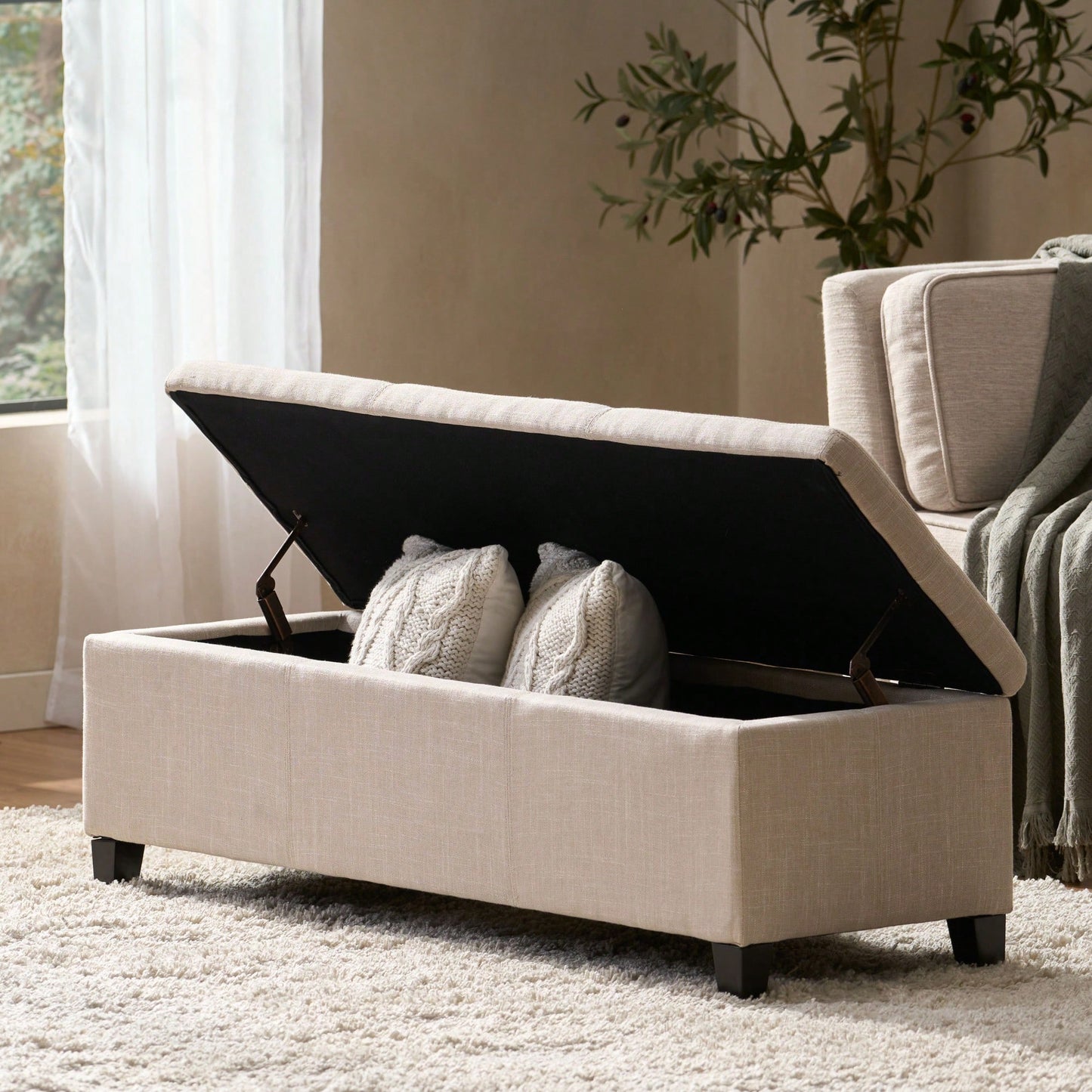 Versatile Storage Ottoman With Stylish Design And Ample Space For Home Organization