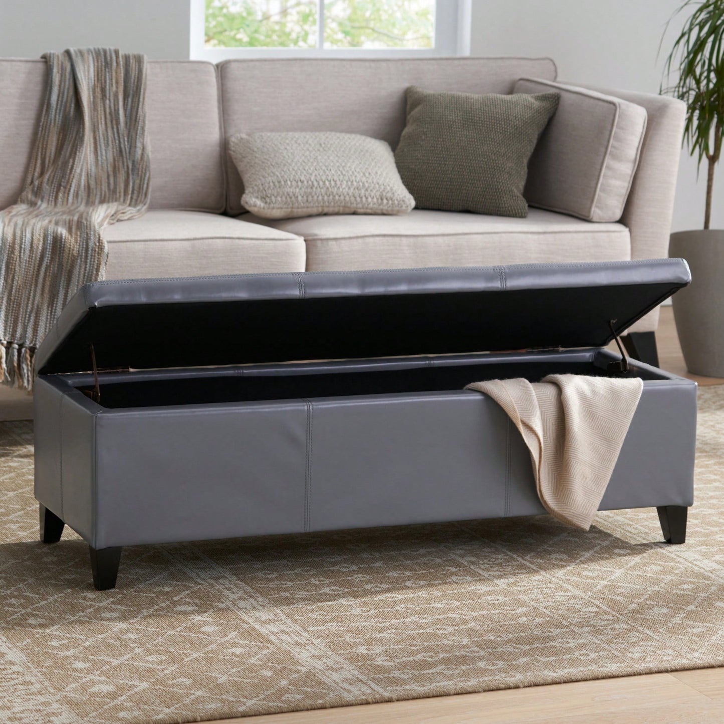 Versatile Storage Ottoman With Stylish Design And Ample Space For Home Organization