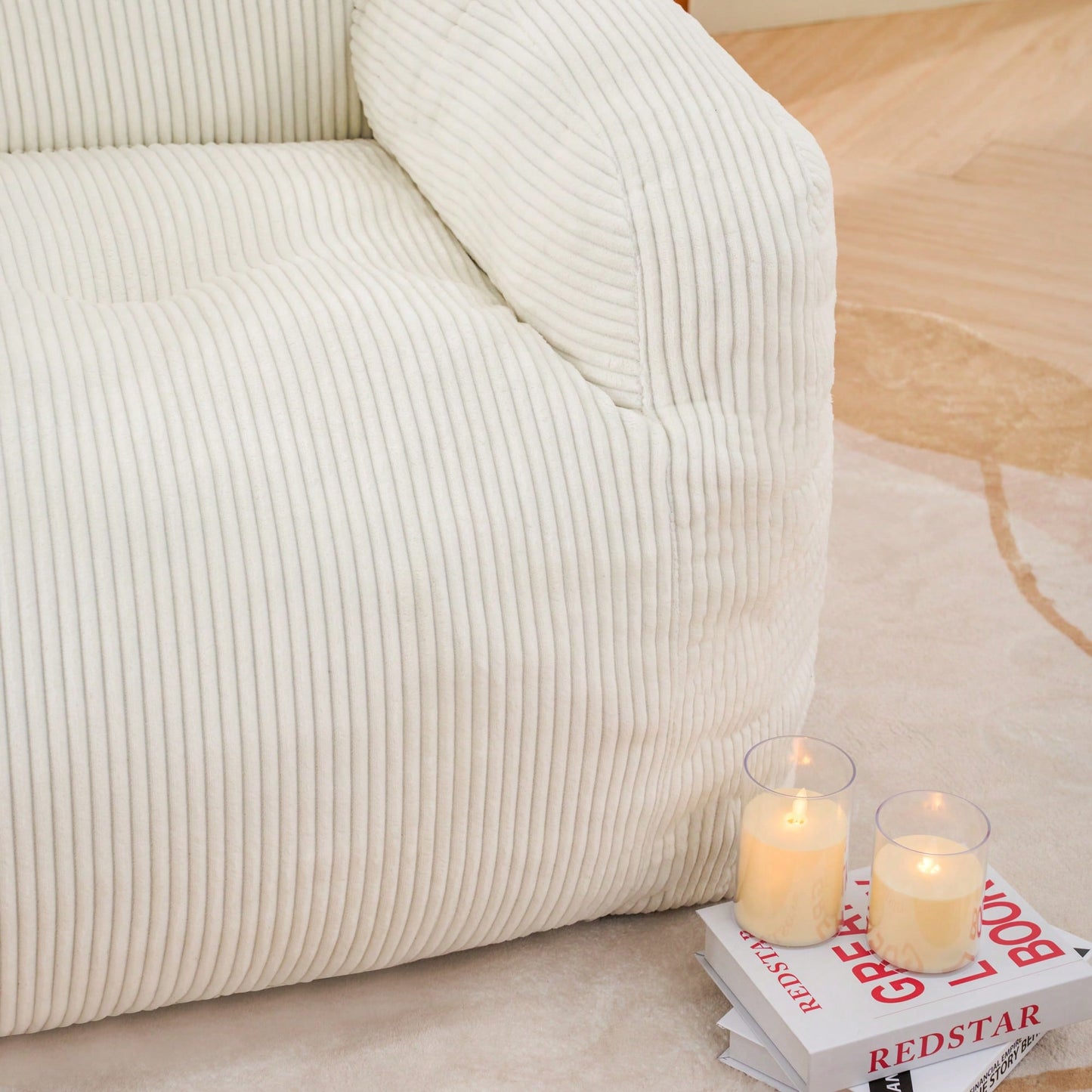 Oversized Memory Foam Bean Bag Chair With Armrests For Adults - Cozy Lounge Chair For Bedroom, Living Room, And Office