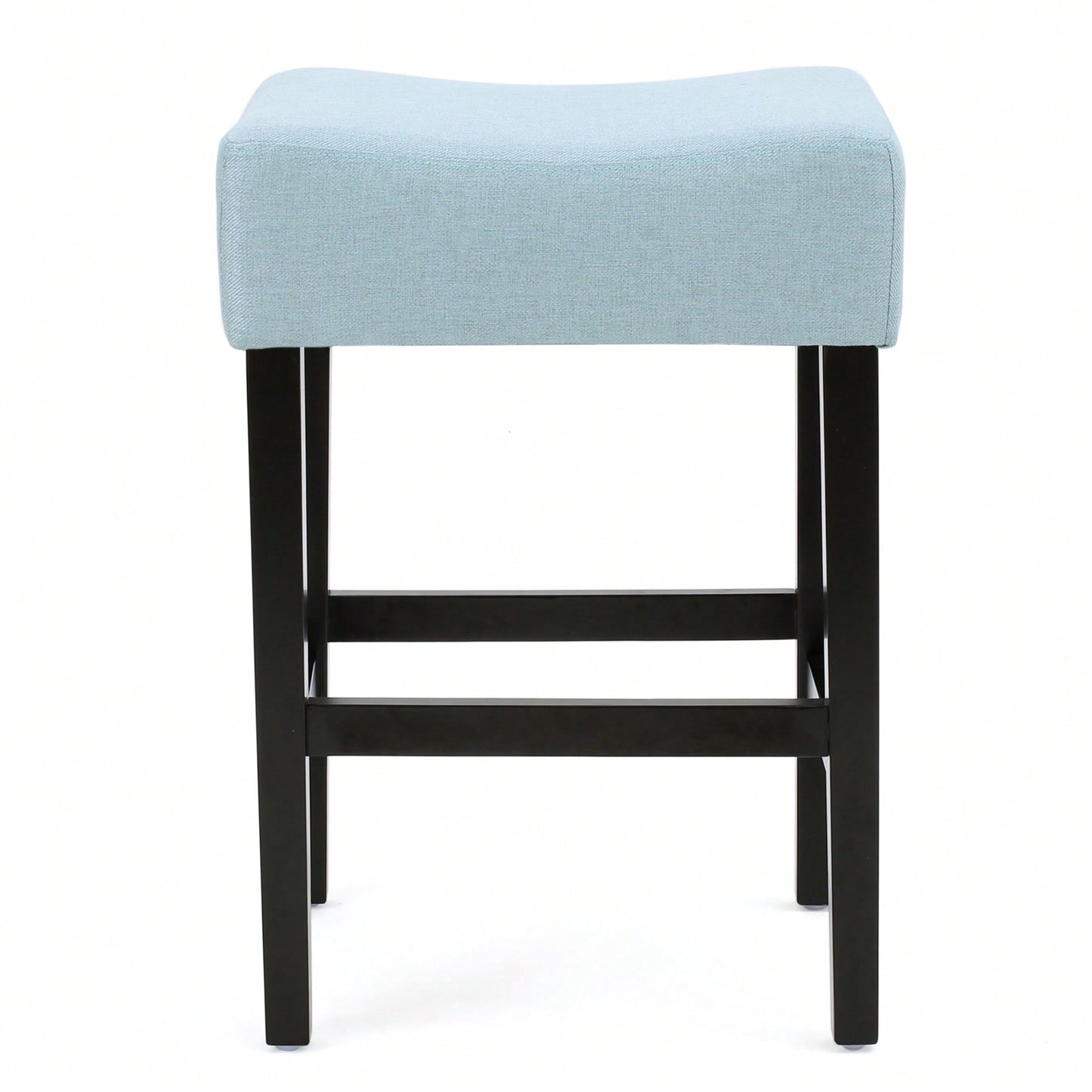 Set Of 2 Light Blue Backless Leather Counter Height Barstools For Modern Home Decor