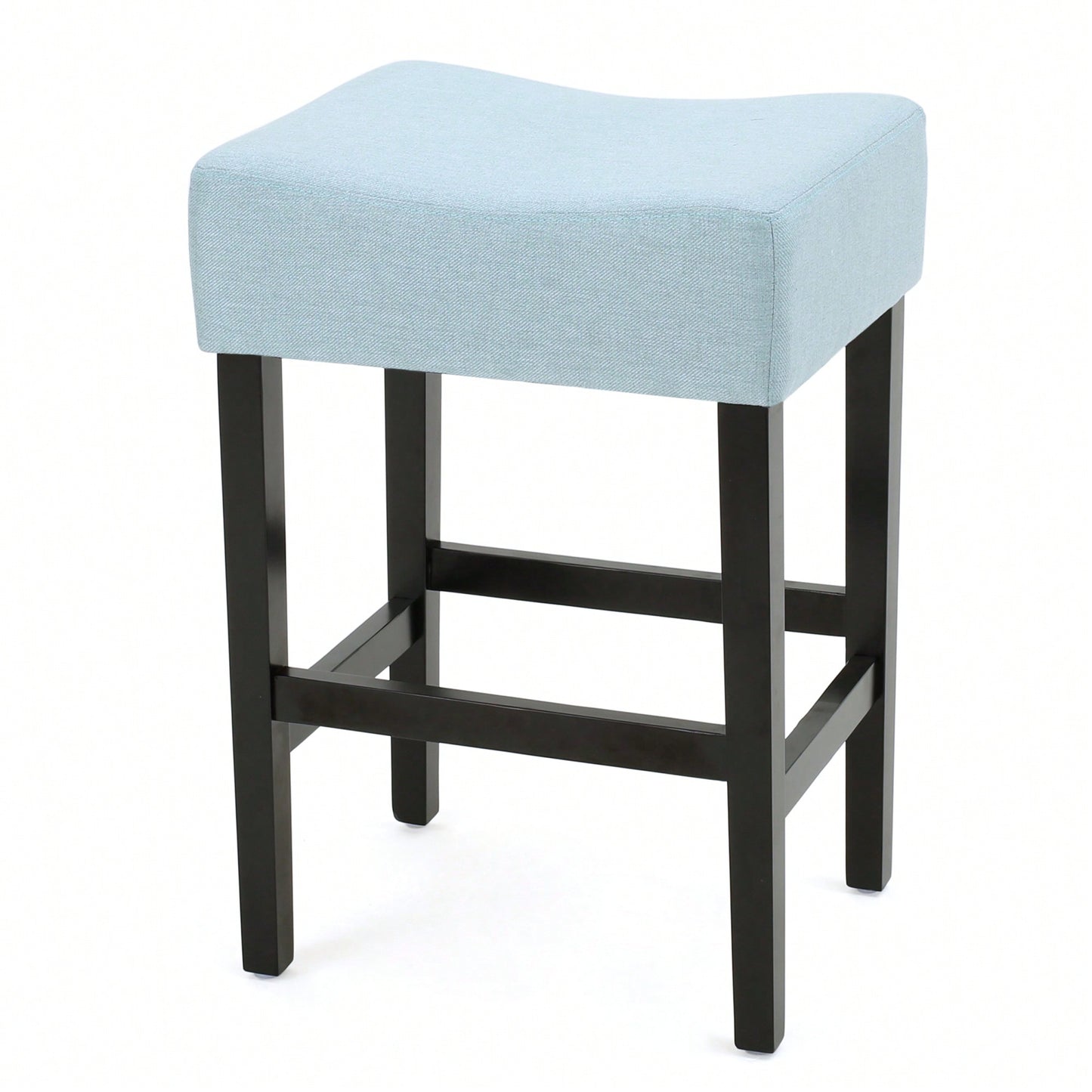 Set Of 2 Light Blue Backless Leather Counter Height Barstools For Modern Home Decor