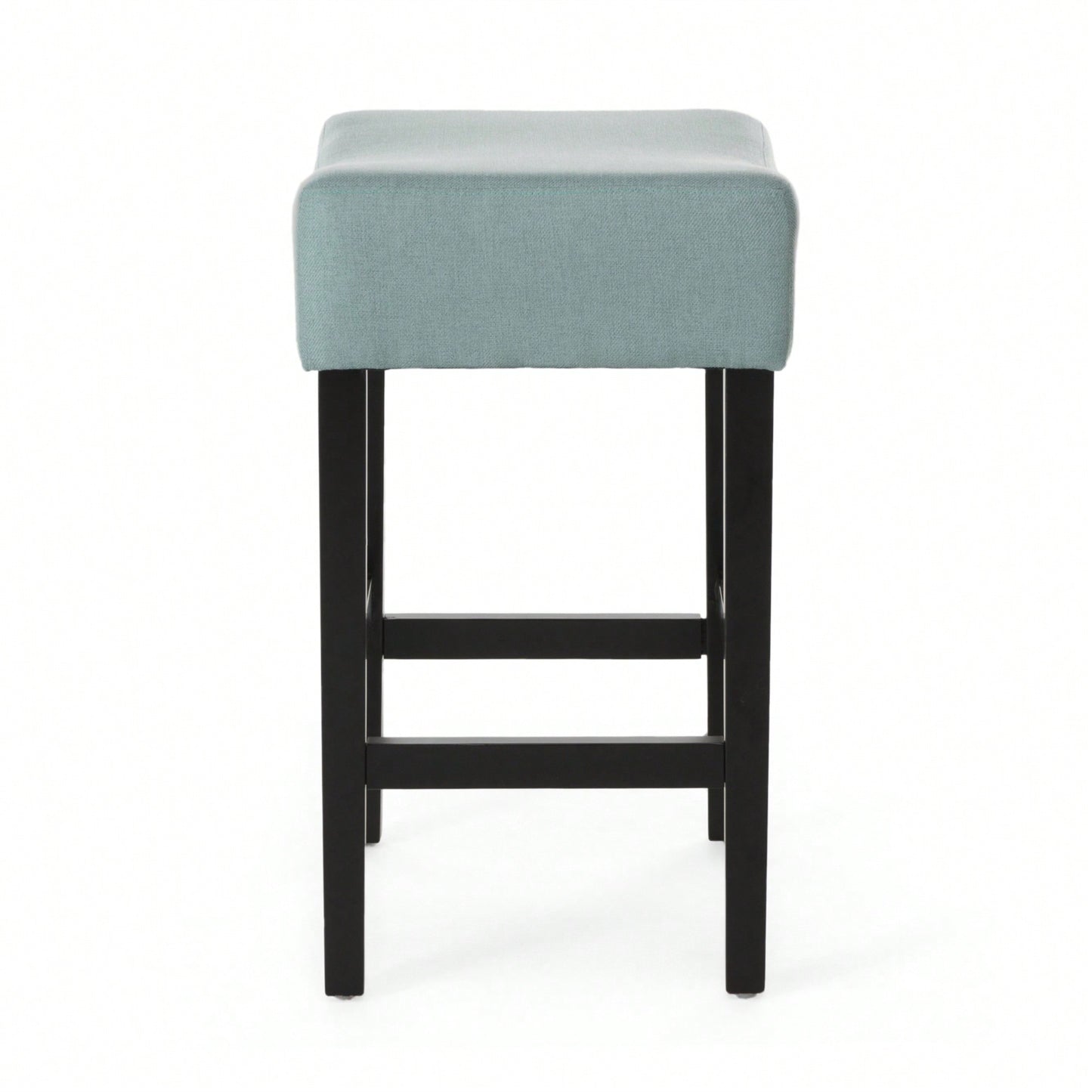 Set Of 2 Light Blue Backless Leather Counter Height Barstools For Modern Home Decor