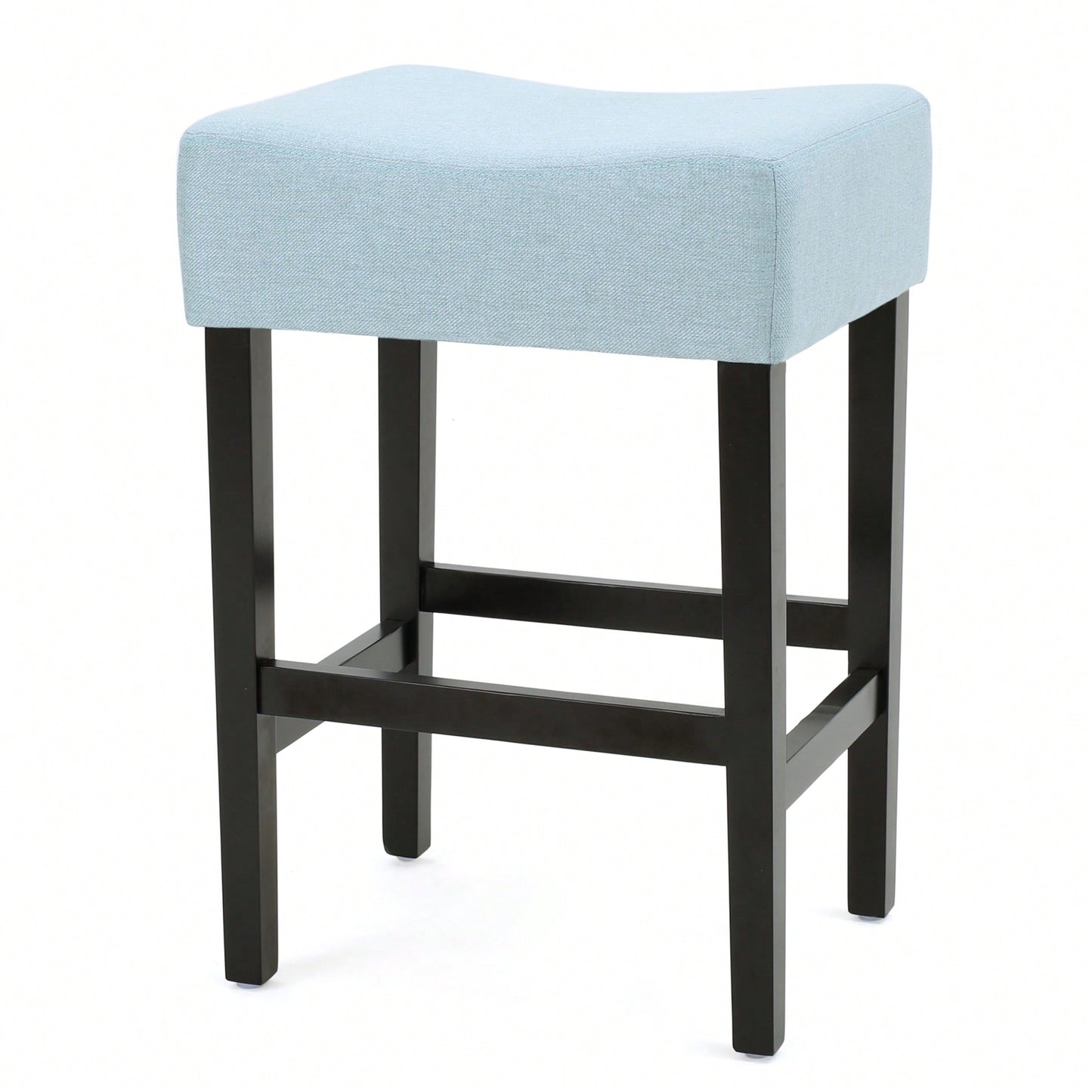 Set Of 2 Light Blue Backless Leather Counter Height Barstools For Modern Home Decor