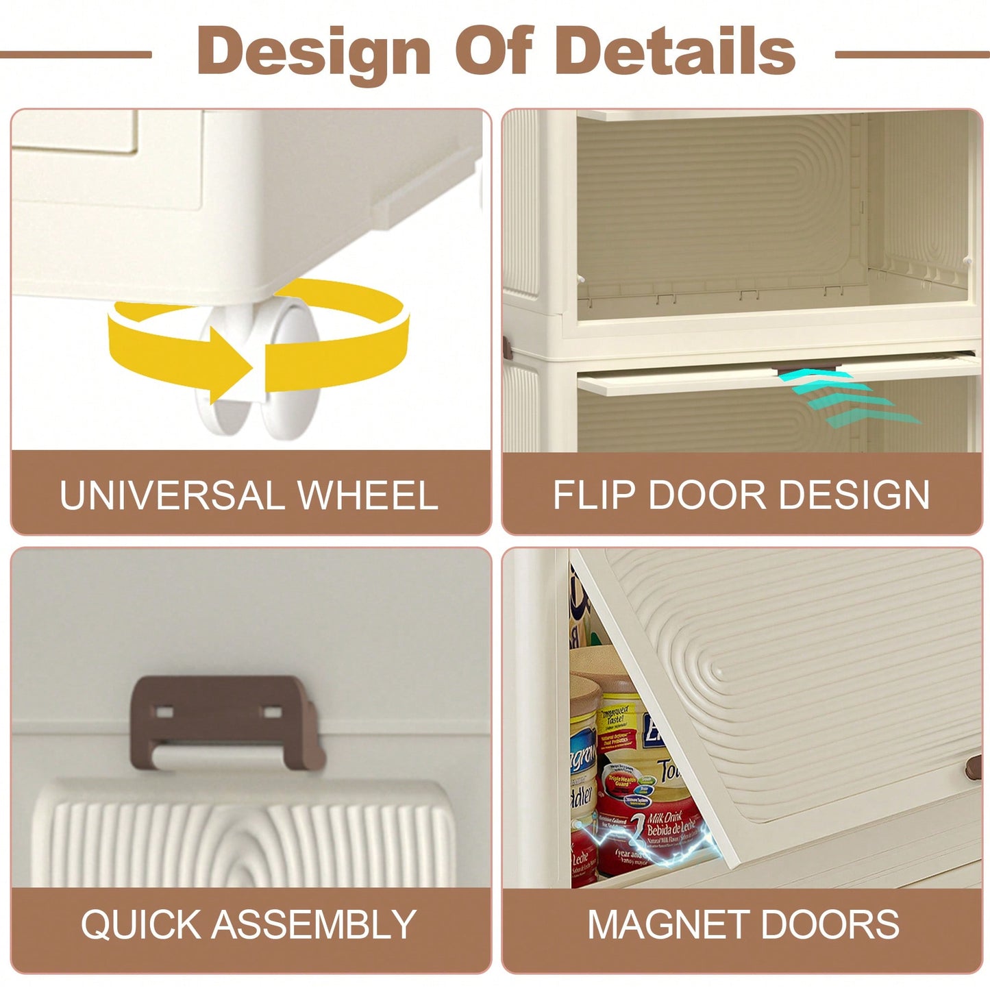Portable Clothes Storage Organizer With Magnetic Doors, 4 Cubes, Hanging Rod, And 10 Hangers - Baby Wardrobe Cabinet In White