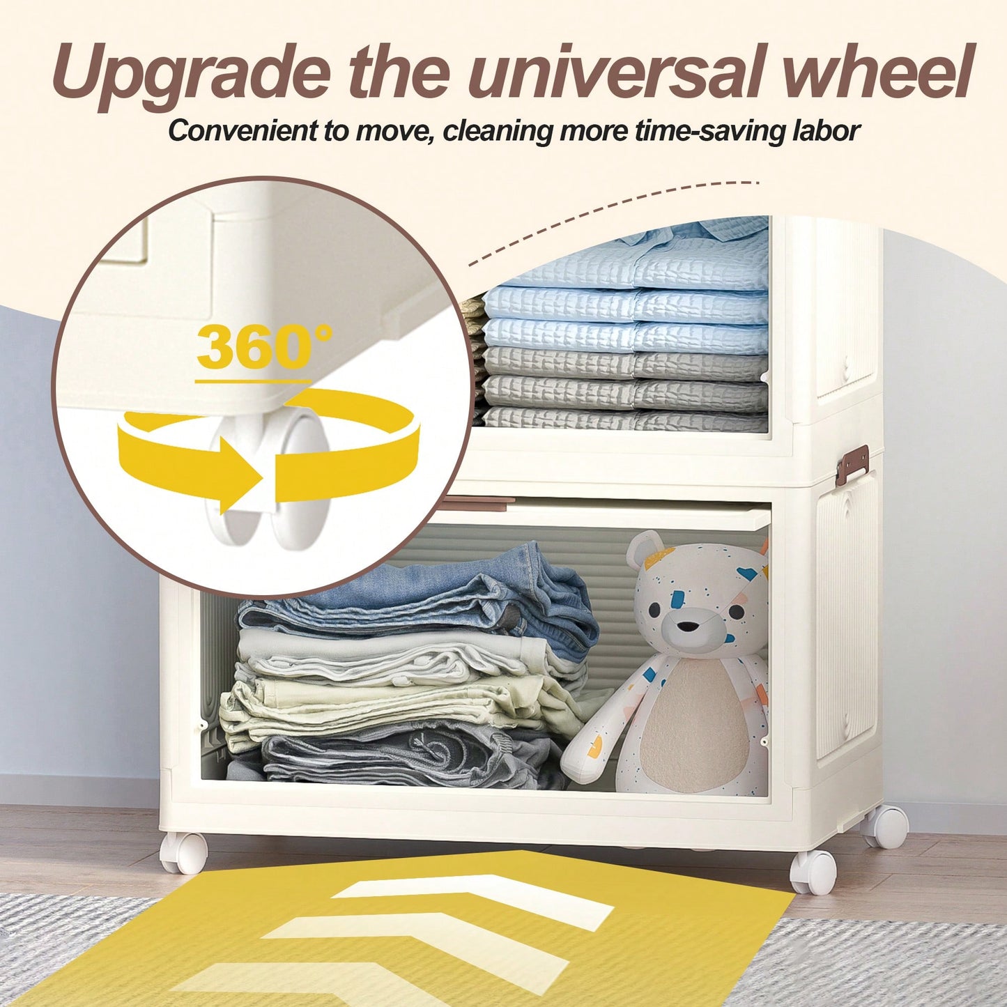 Portable Clothes Storage Organizer With Magnetic Doors, 4 Cubes, Hanging Rod, And 10 Hangers - Baby Wardrobe Cabinet In White