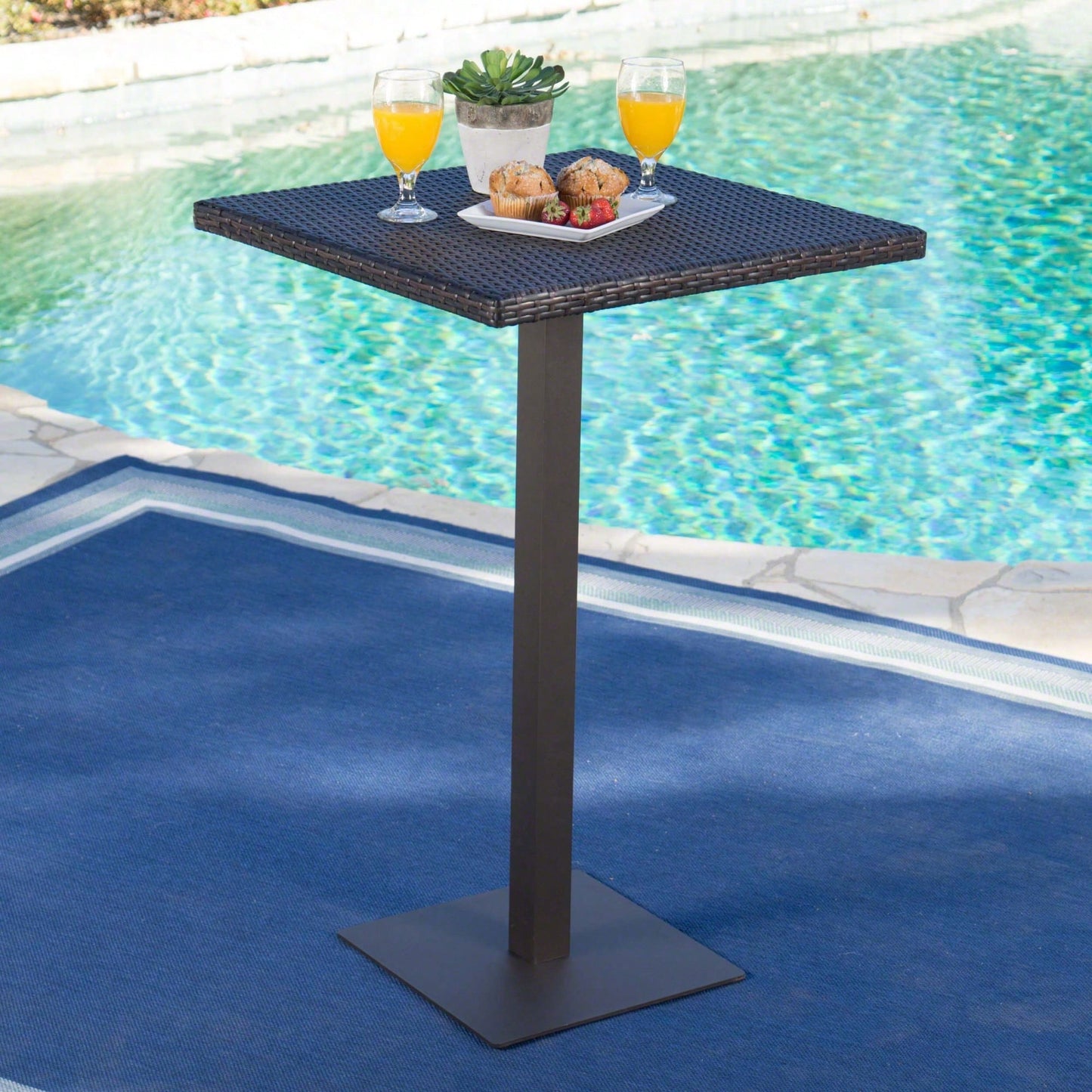 26 Inch Square Outdoor Bar Table For Patio And Garden Use