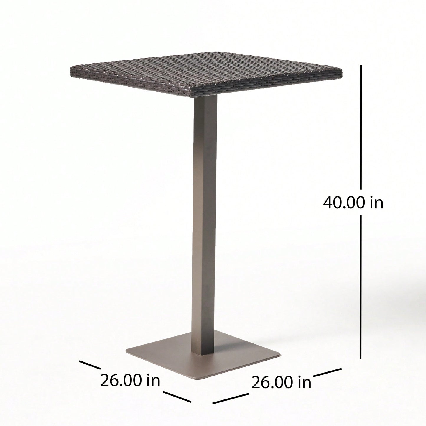 26 Inch Square Outdoor Bar Table For Patio And Garden Use