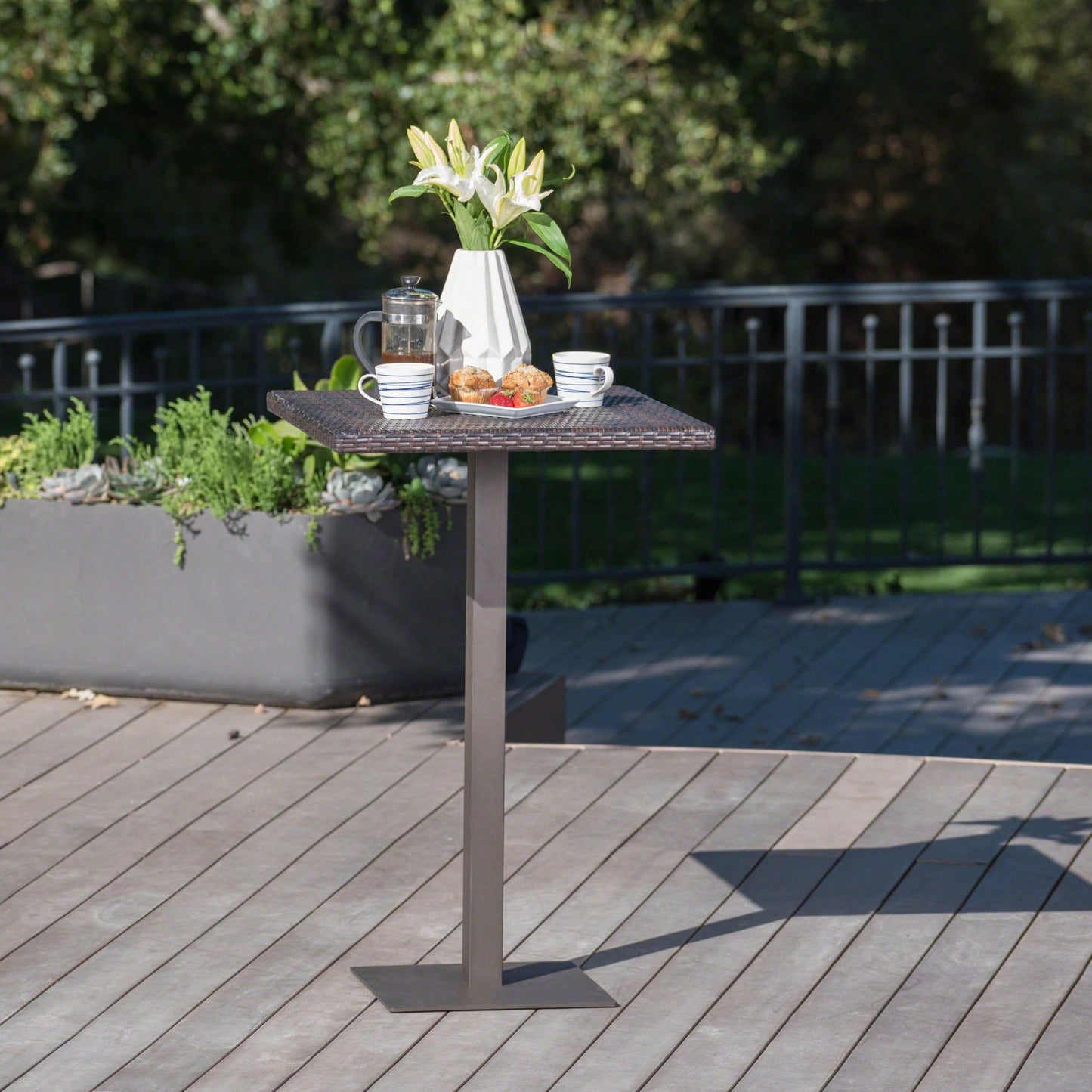 26 Inch Square Outdoor Bar Table For Patio And Garden Use