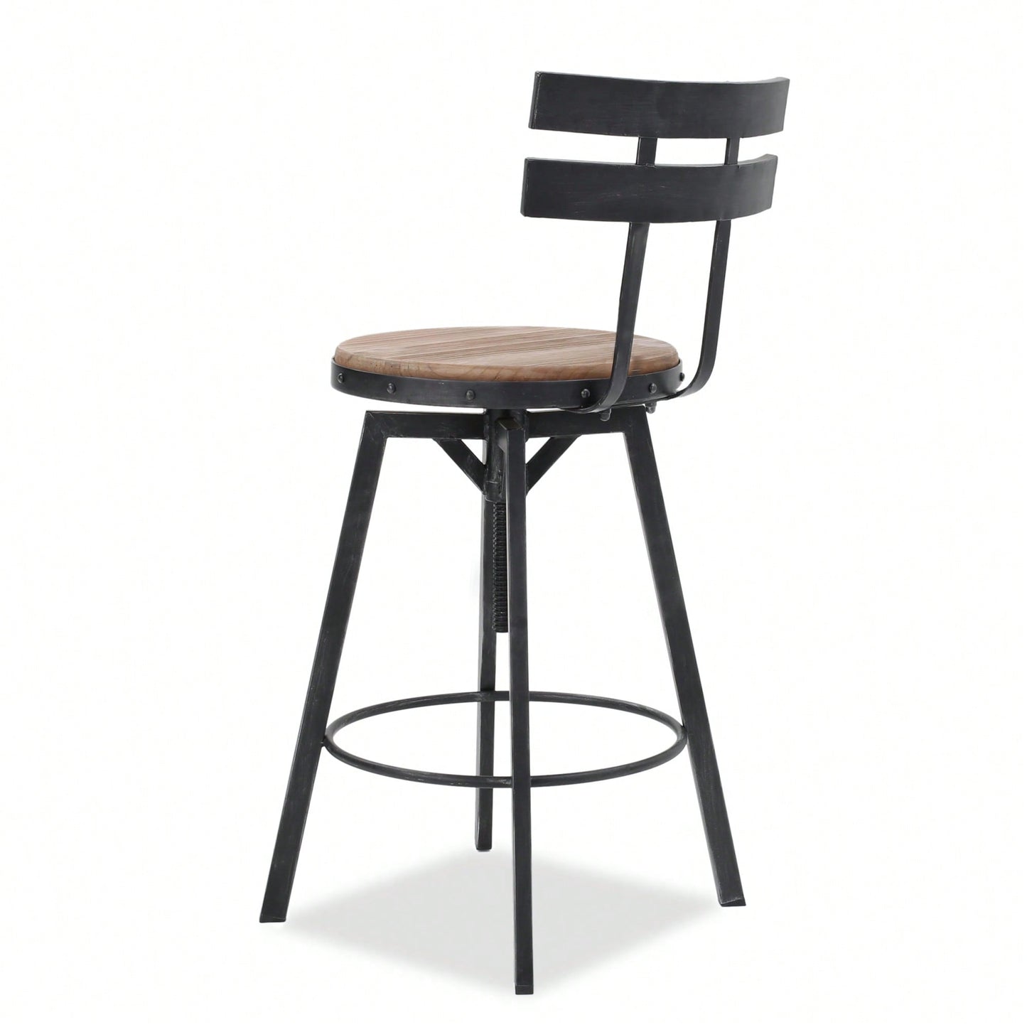 Set Of 2 Metal Chairs With Wooden Seats Stylish And Durable Design For Dining Room Or Outdoor Use