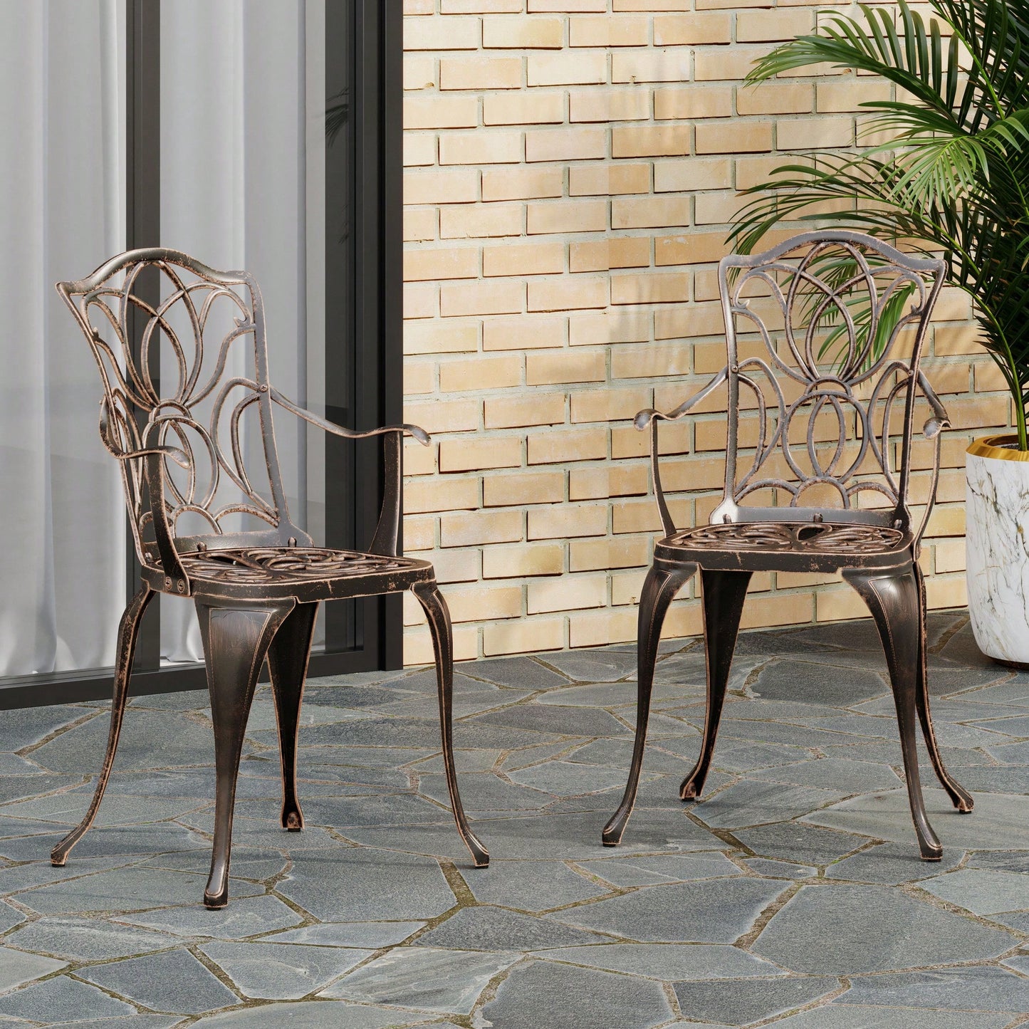 Set Of 2 Black Copper Dining Chairs For Modern Home Decor