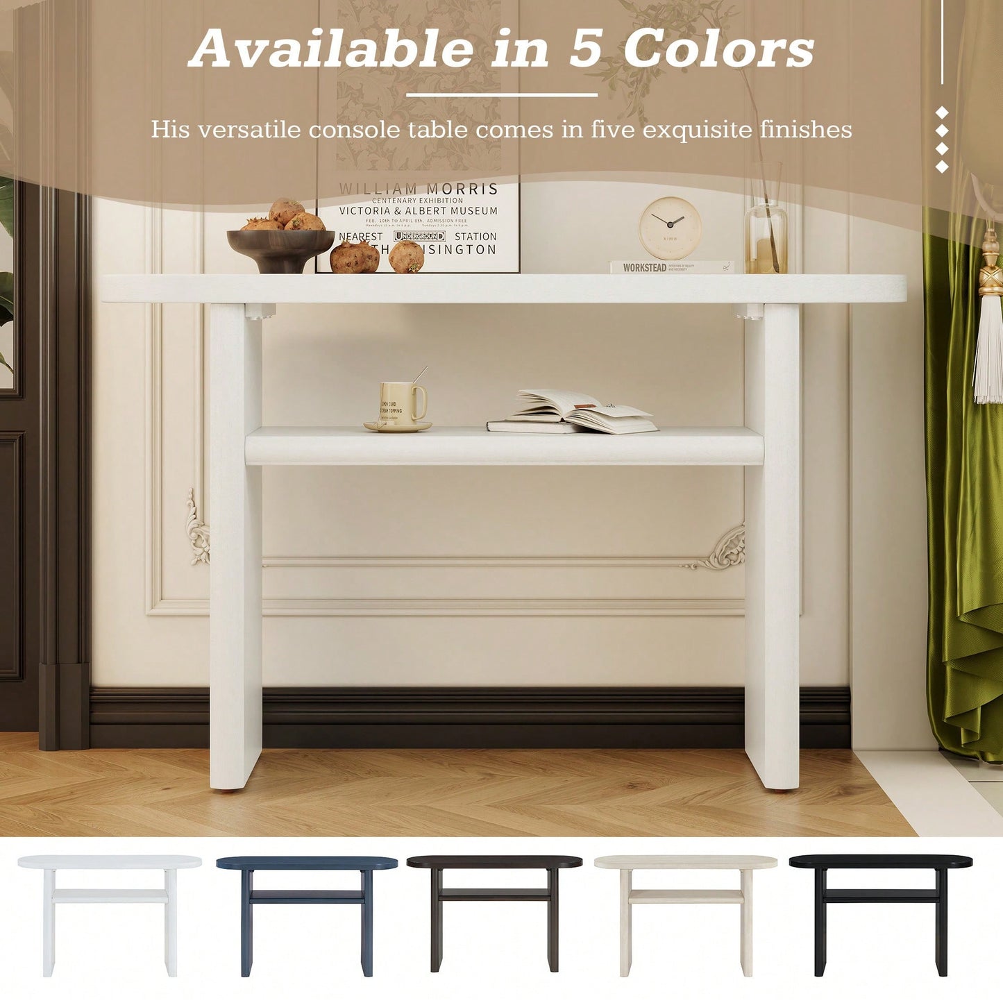 Elegant Minimalist Console Table With Rounded Edges And Sturdy Shelf For Entryway And Living Room In Black