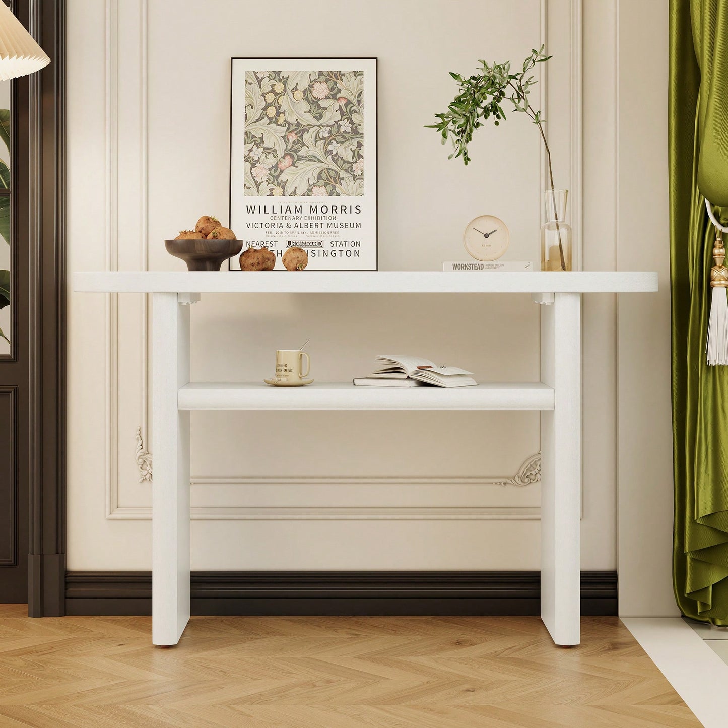 Elegant Minimalist Console Table With Rounded Edges And Sturdy Shelf For Entryway And Living Room In Black
