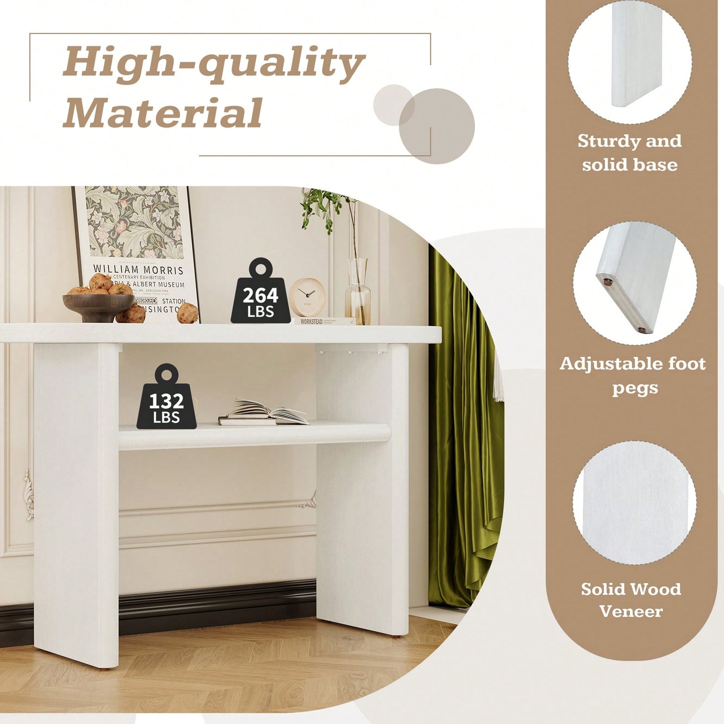 Elegant Minimalist Console Table With Rounded Edges And Sturdy Shelf For Entryway And Living Room In Black