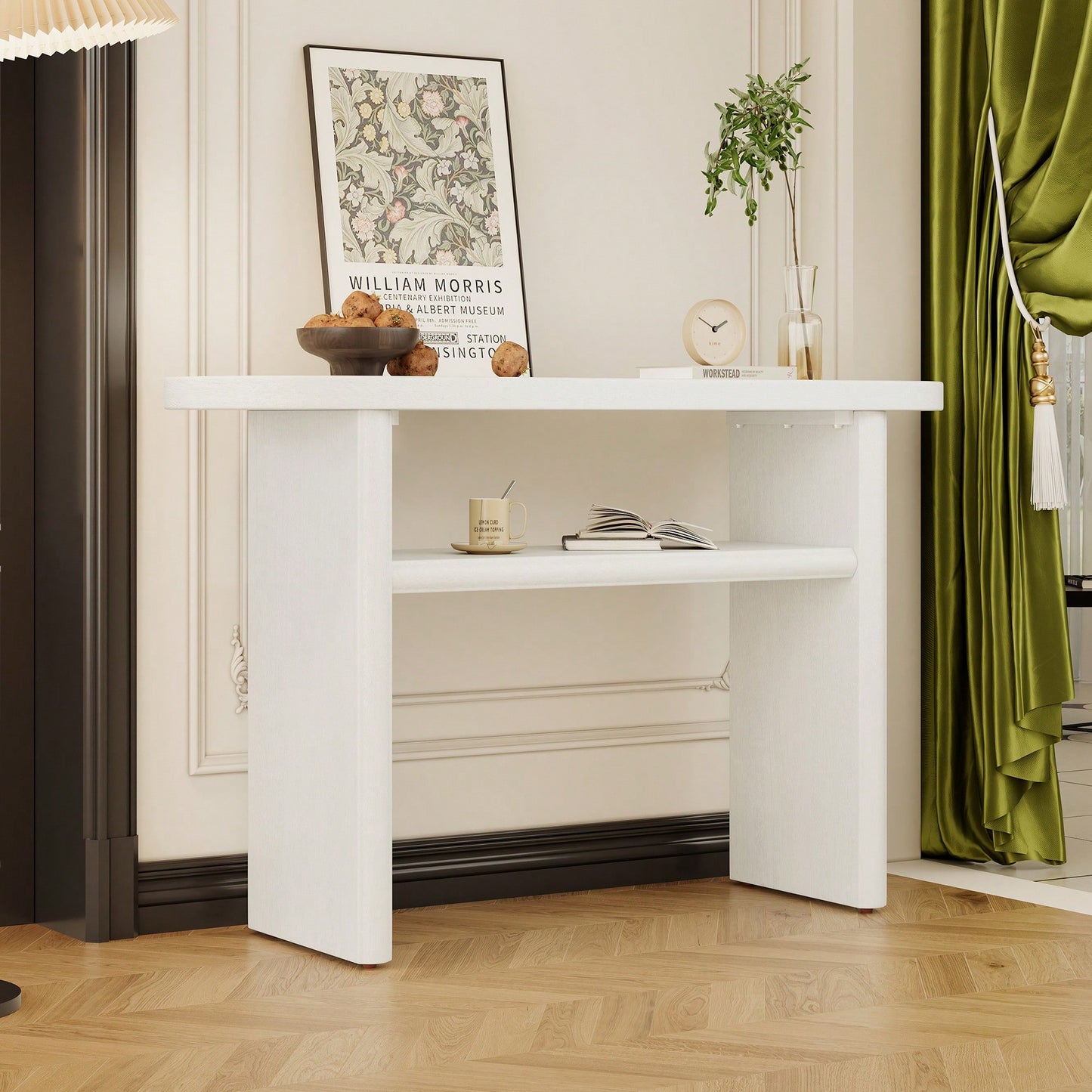 Elegant Minimalist Console Table With Rounded Edges And Sturdy Shelf For Entryway And Living Room In Black