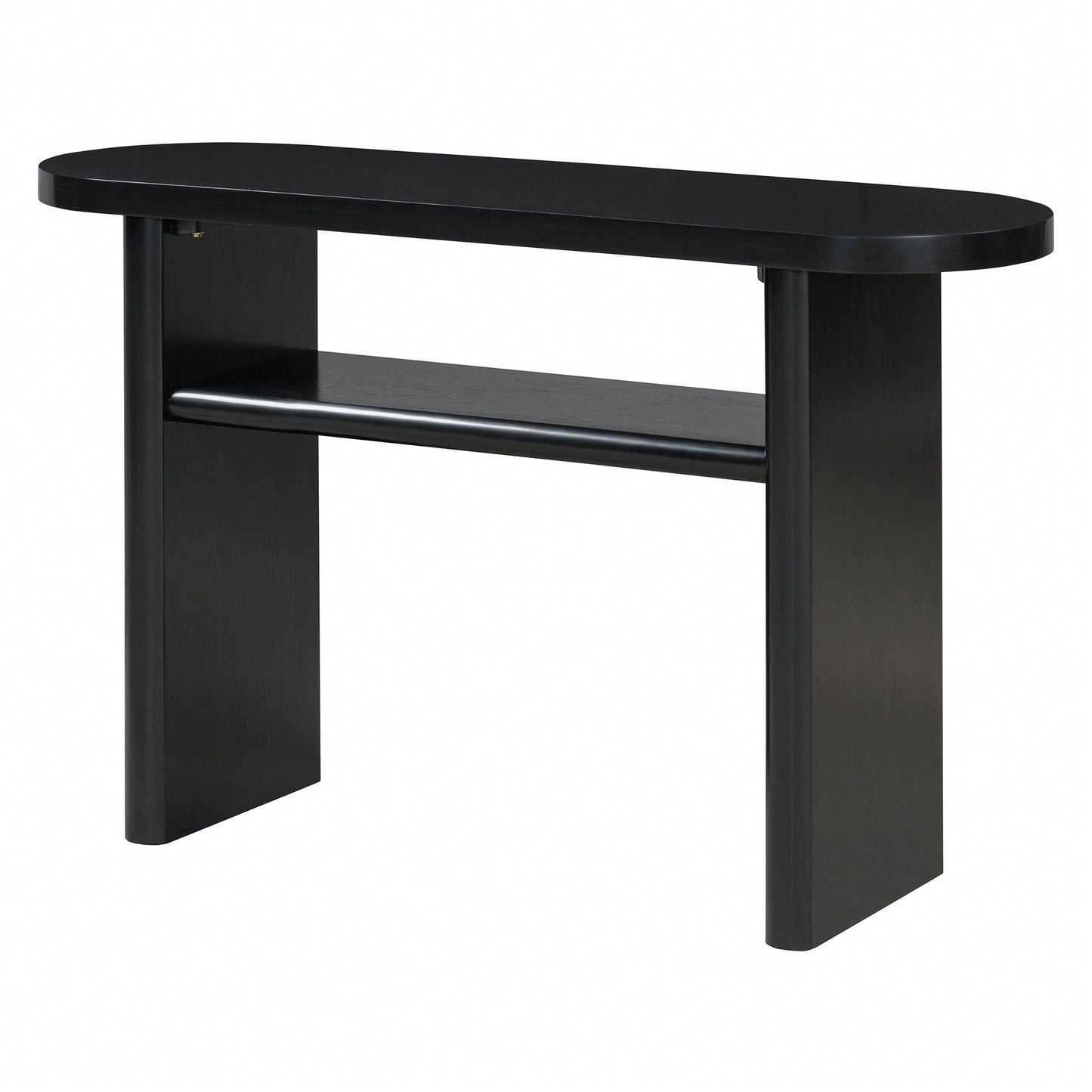 Elegant Minimalist Console Table With Rounded Edges And Sturdy Shelf For Entryway And Living Room In Black
