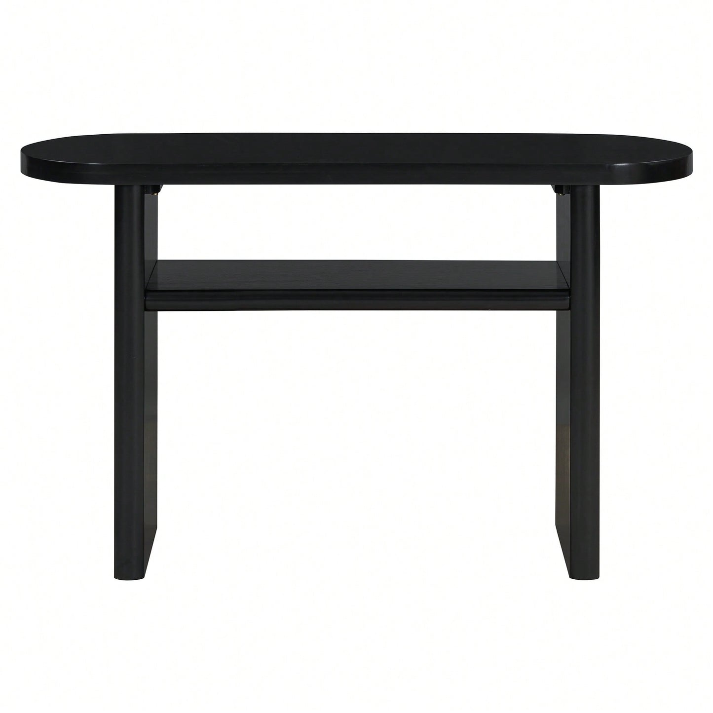 Elegant Minimalist Console Table With Rounded Edges And Sturdy Shelf For Entryway And Living Room In Black