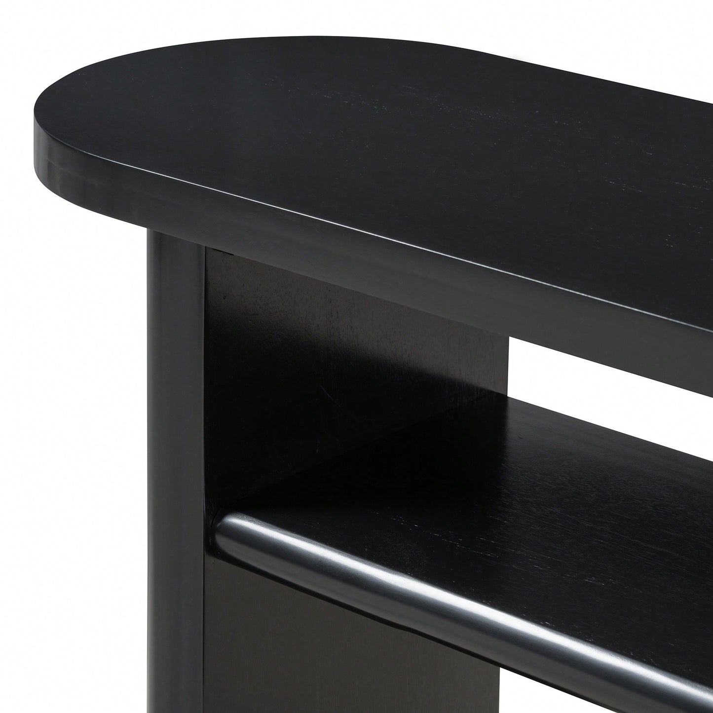 Elegant Minimalist Console Table With Rounded Edges And Sturdy Shelf For Entryway And Living Room In Black
