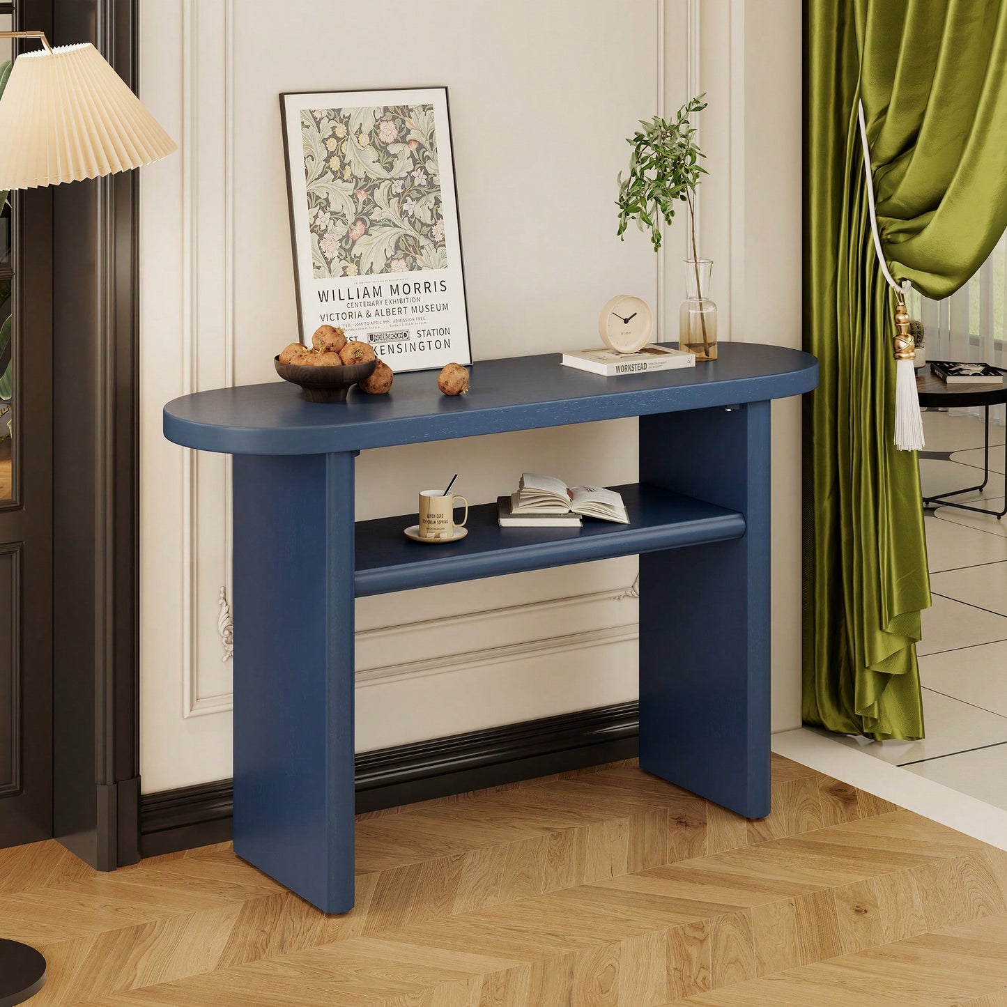 Elegant Minimalist Console Table With Rounded Edges And Sturdy Shelf For Entryway And Living Room In Black