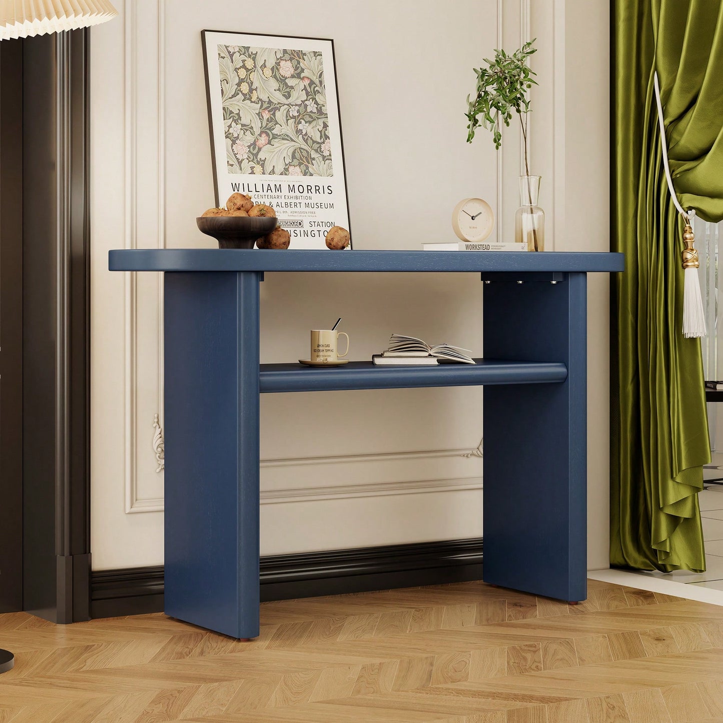 Elegant Minimalist Console Table With Rounded Edges And Sturdy Shelf For Entryway And Living Room In Black