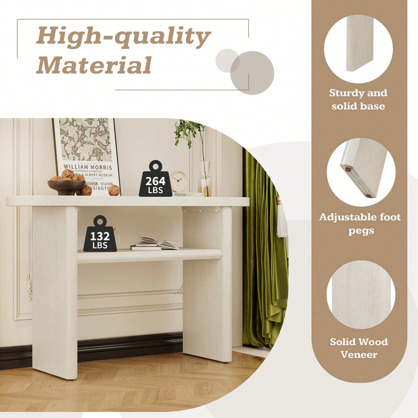 Elegant Minimalist Console Table With Rounded Edges And Sturdy Shelf For Entryway And Living Room In Black