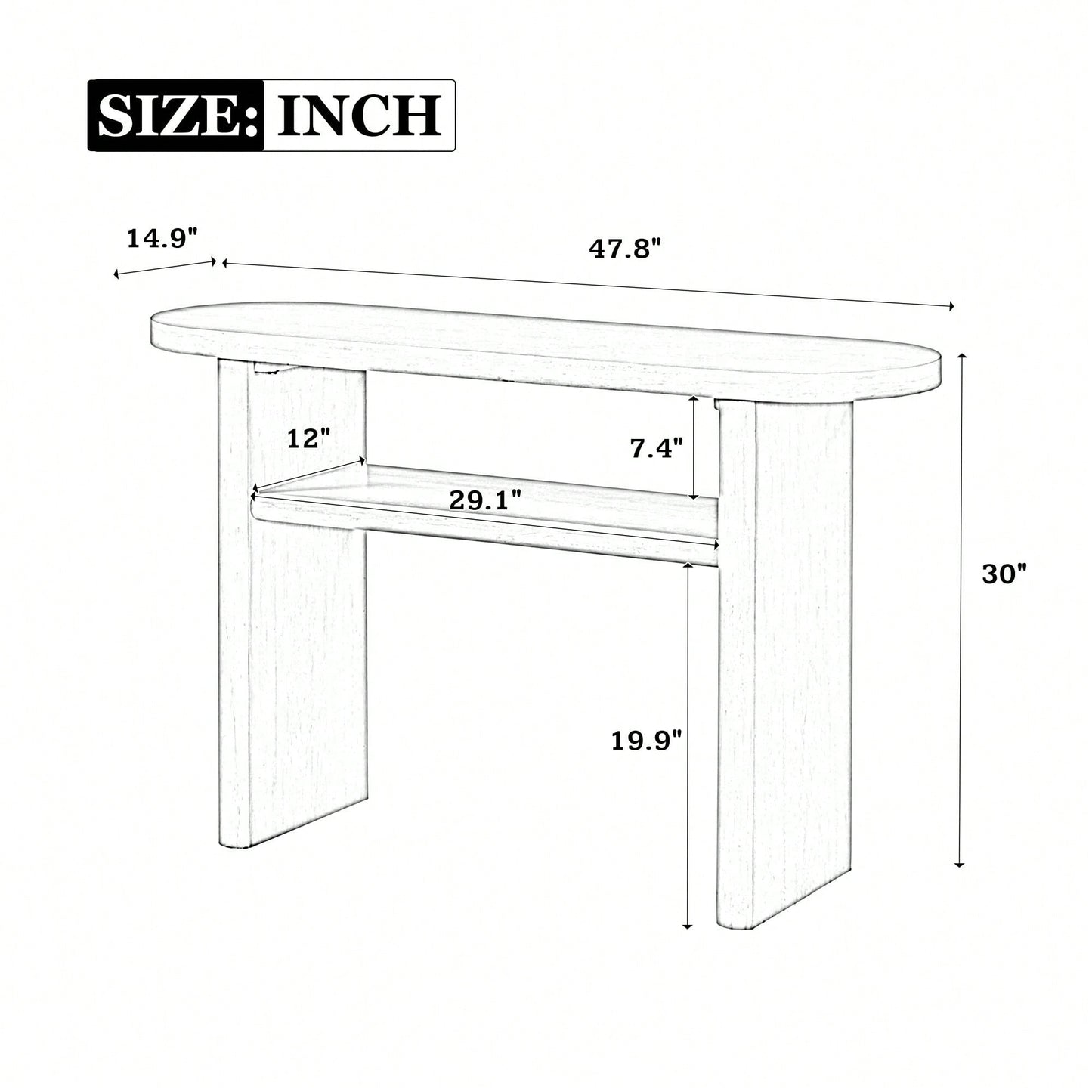 Elegant Minimalist Console Table With Rounded Edges And Sturdy Shelf For Entryway And Living Room In Black