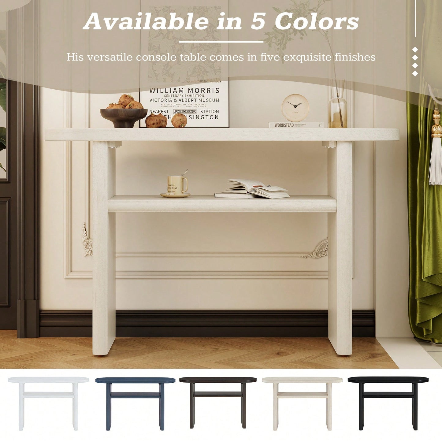 Elegant Minimalist Console Table With Rounded Edges And Sturdy Shelf For Entryway And Living Room In Black