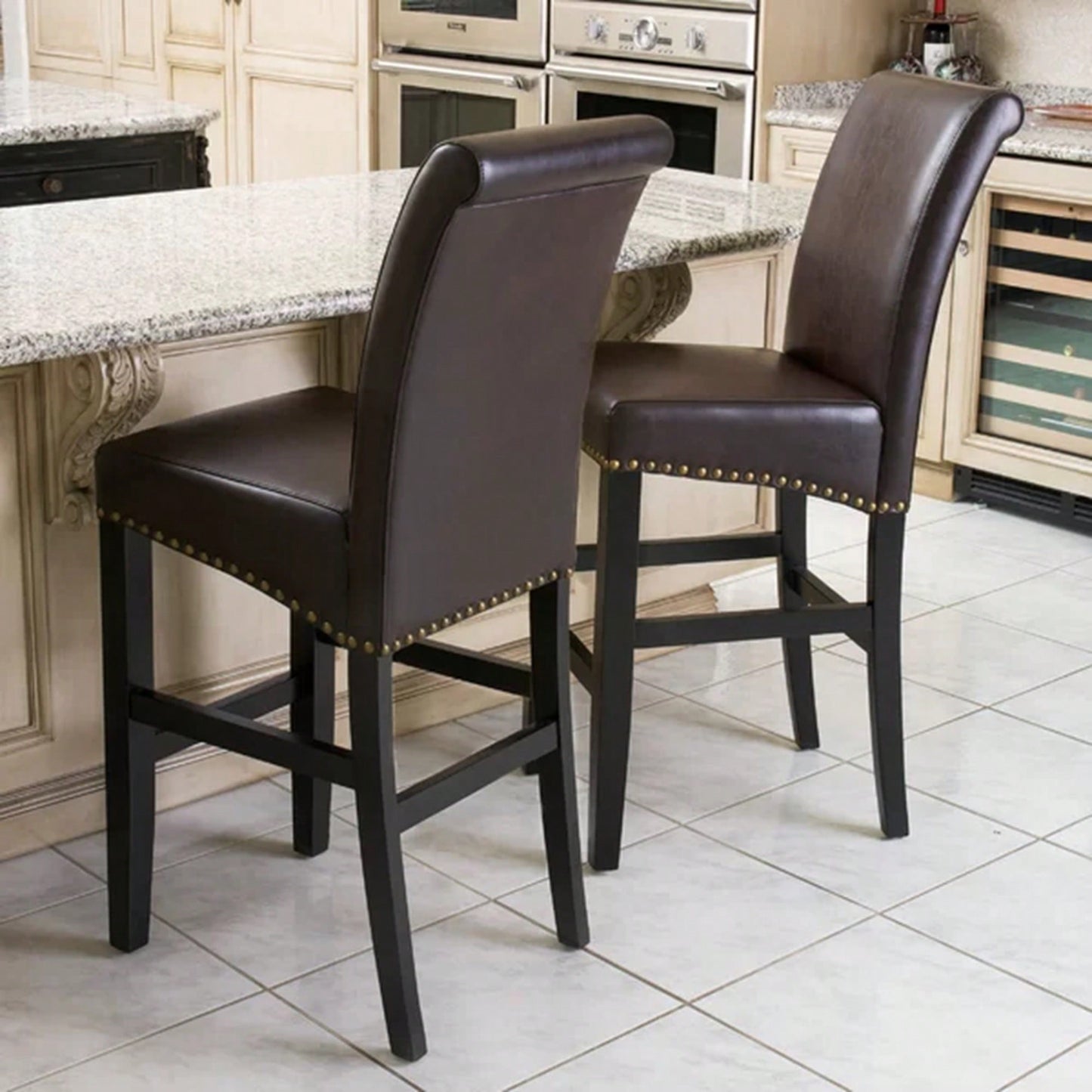 Upholstered 30 Inch Counter Stool Set Of 2 With Solid Wood Frame For Kitchen And Dining Room