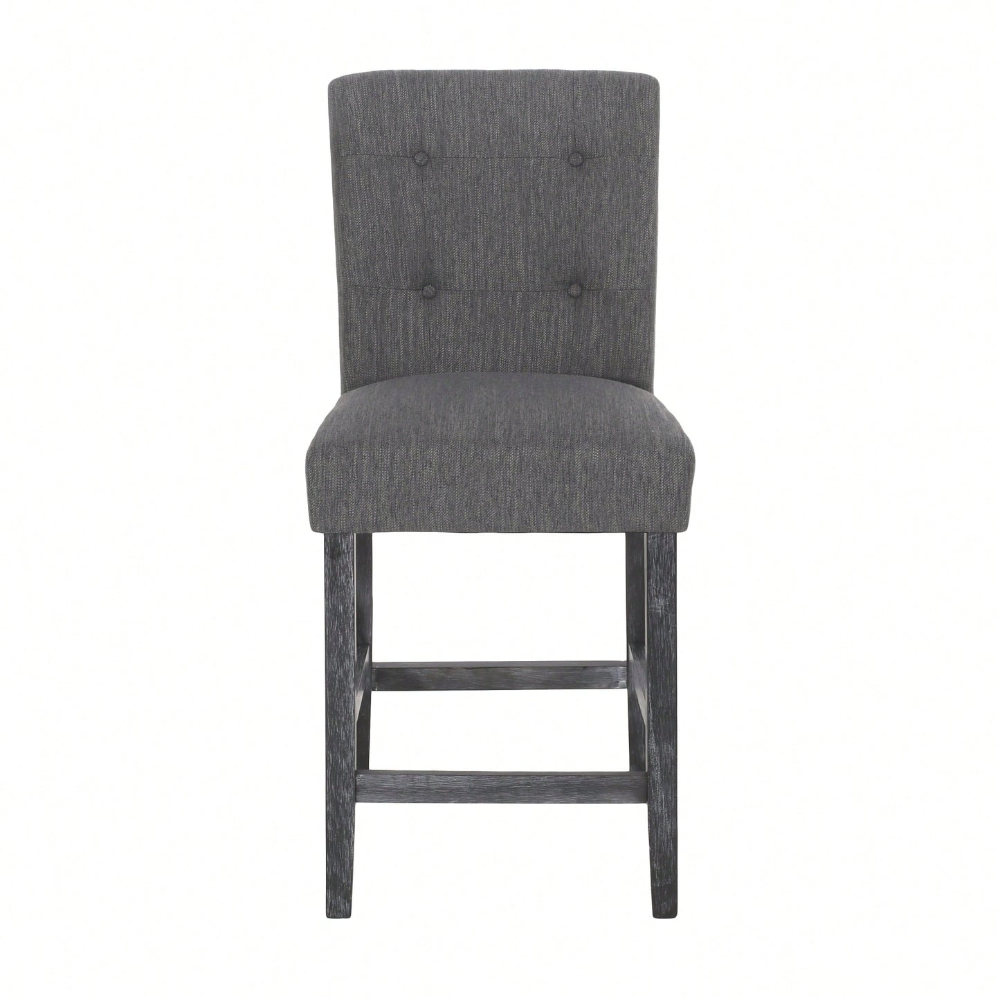Charcoal Fabric Button Tufted Counter Stools Set Of 2 26 Inch Height Stylish Kitchen Seating