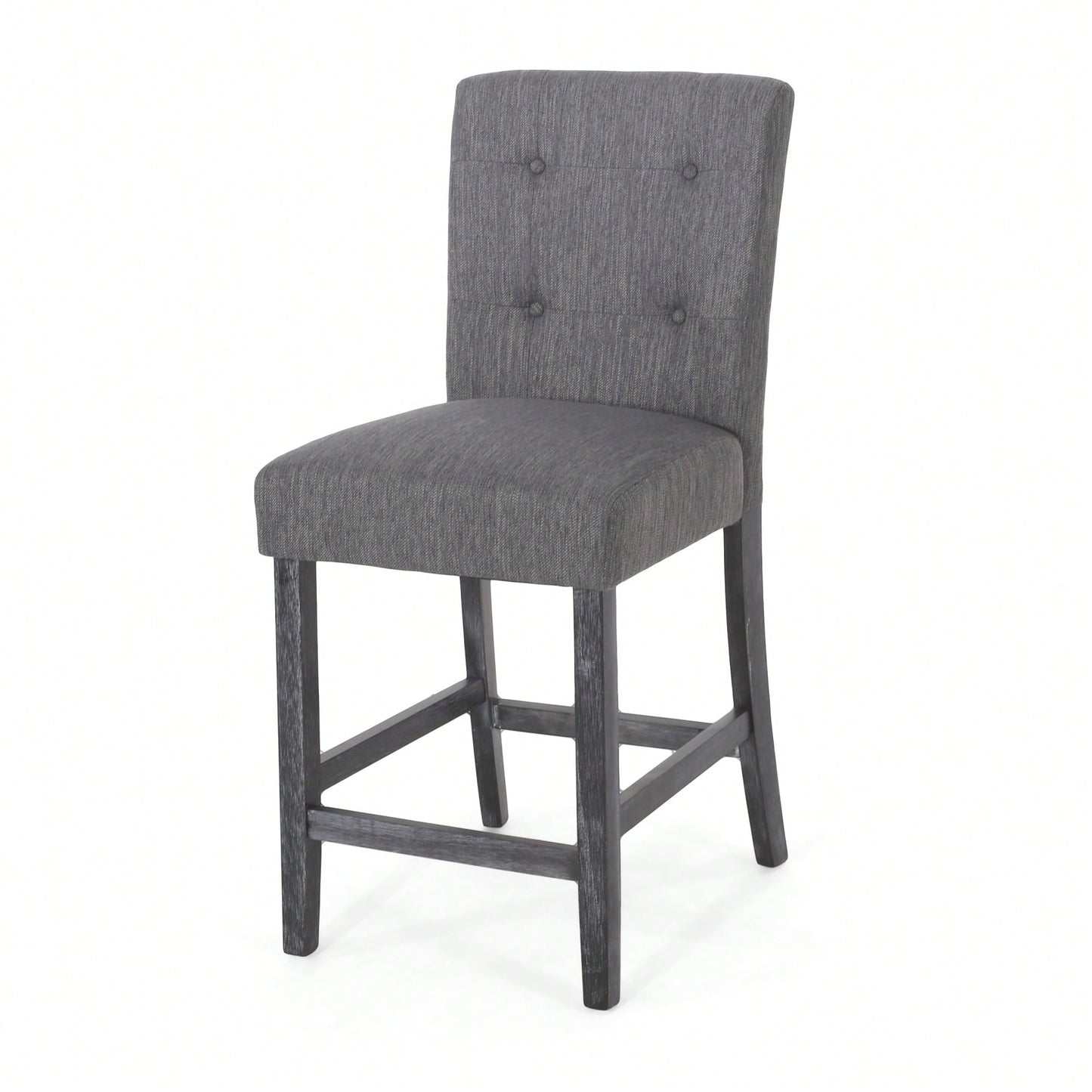 Charcoal Fabric Button Tufted Counter Stools Set Of 2 26 Inch Height Stylish Kitchen Seating