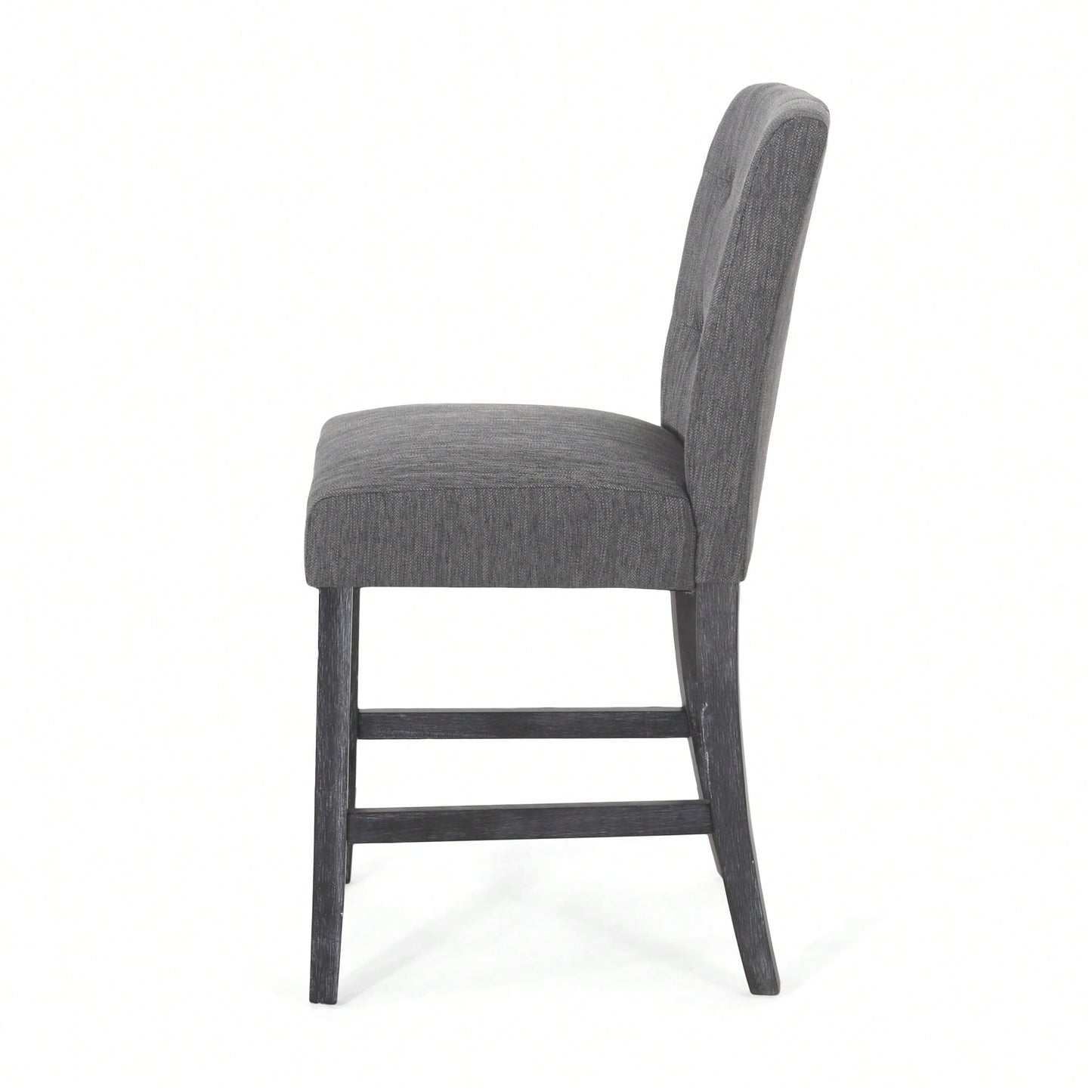 Charcoal Fabric Button Tufted Counter Stools Set Of 2 26 Inch Height Stylish Kitchen Seating