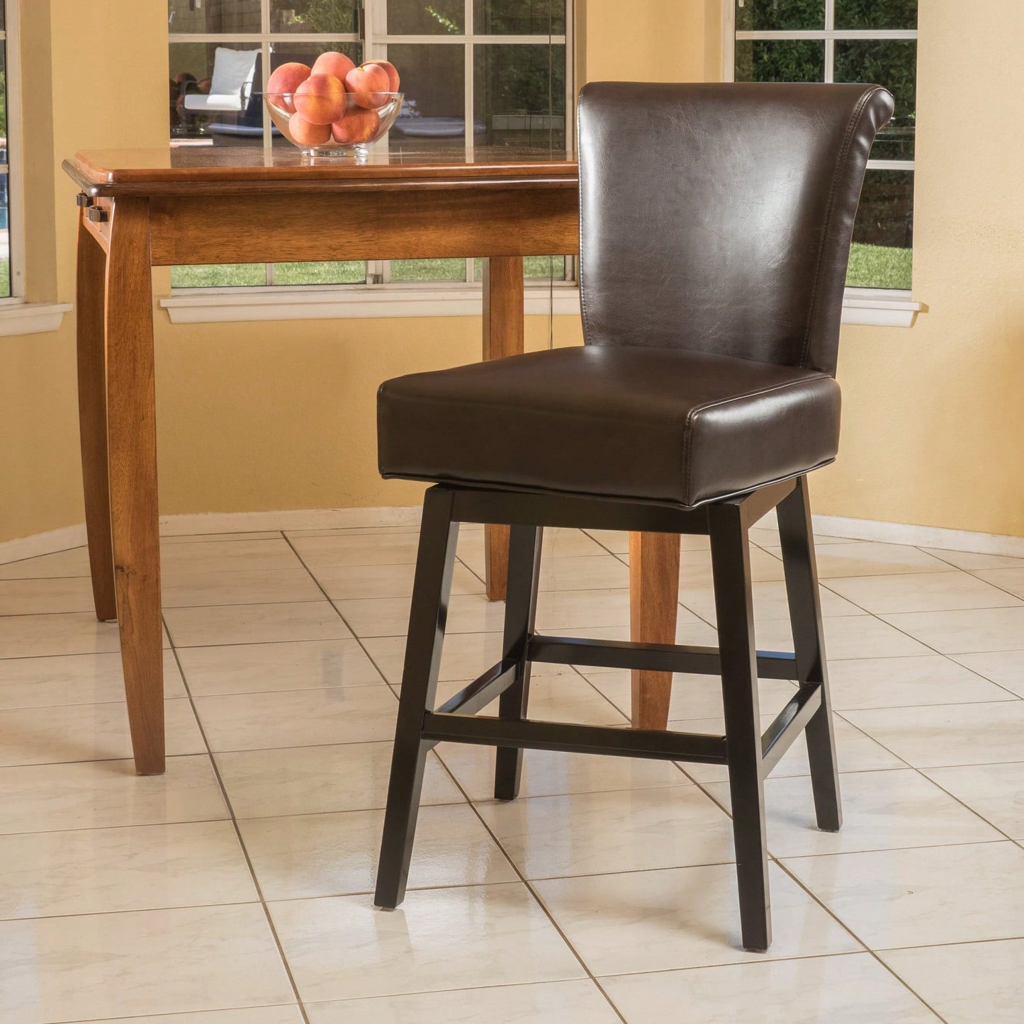 28-Inch Modern PU Leather Swivel Counter Stool With Adjustable Height And Stylish Design