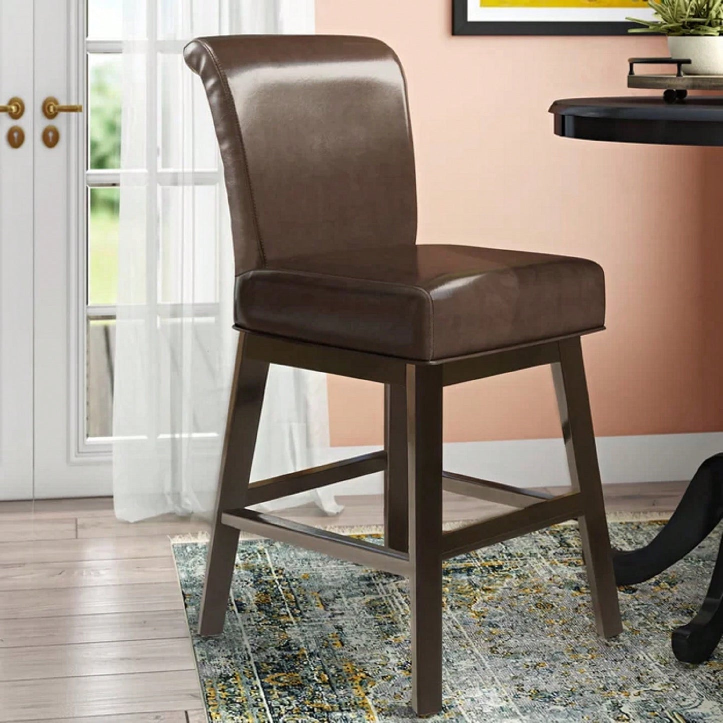 28-Inch Modern PU Leather Swivel Counter Stool With Adjustable Height And Stylish Design
